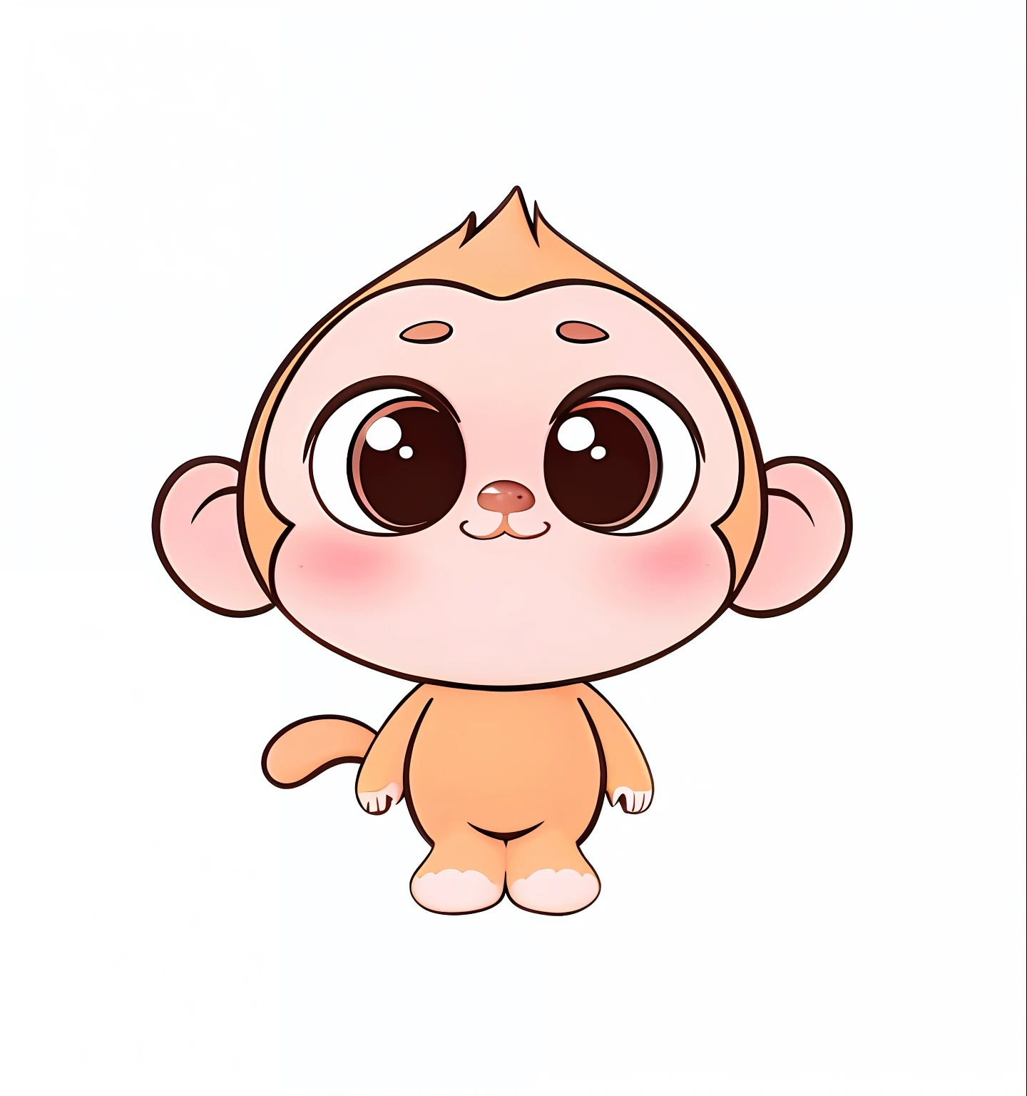Cartoon little monkey with big eyes and brown body, Cute cartoon character, cute face big eyes and smiley, Monkey, cheburashka, Cute cartoon, Big cute eyes, with a big head,Big eyes, face like monkey, adorable digital art, kewpie, adorable big eyes, Cartoon Cute, large glowing eyes, Cute cartoon style, cute character