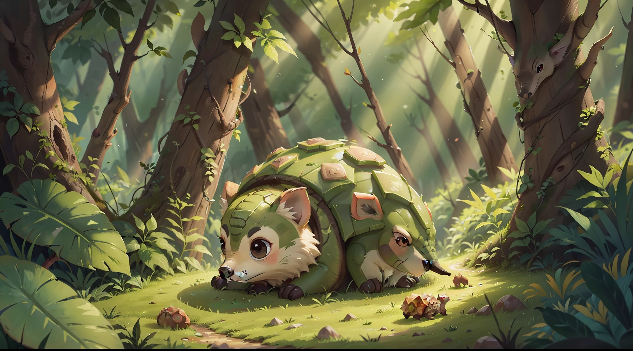 In a vast forest,Close-up of a small pangolin