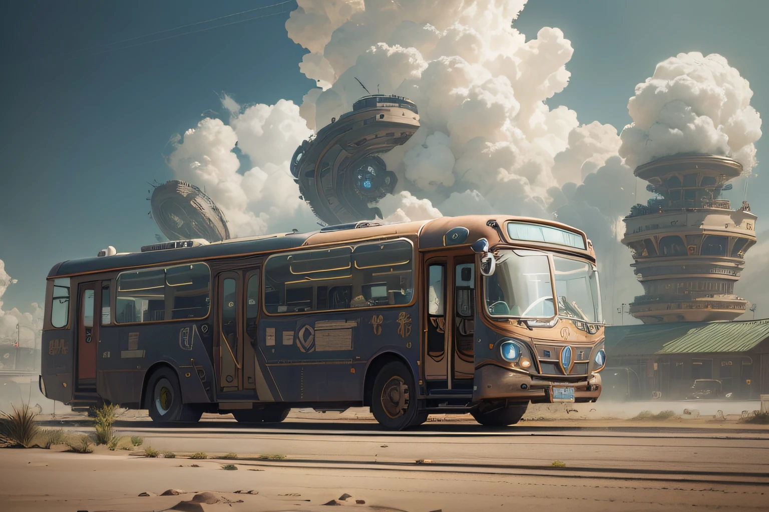 futuristic bus, brancos de fundo, Corpo Steampunk, detalhes intrincados, Magnificent, cinemactic, high resolution, 4k,