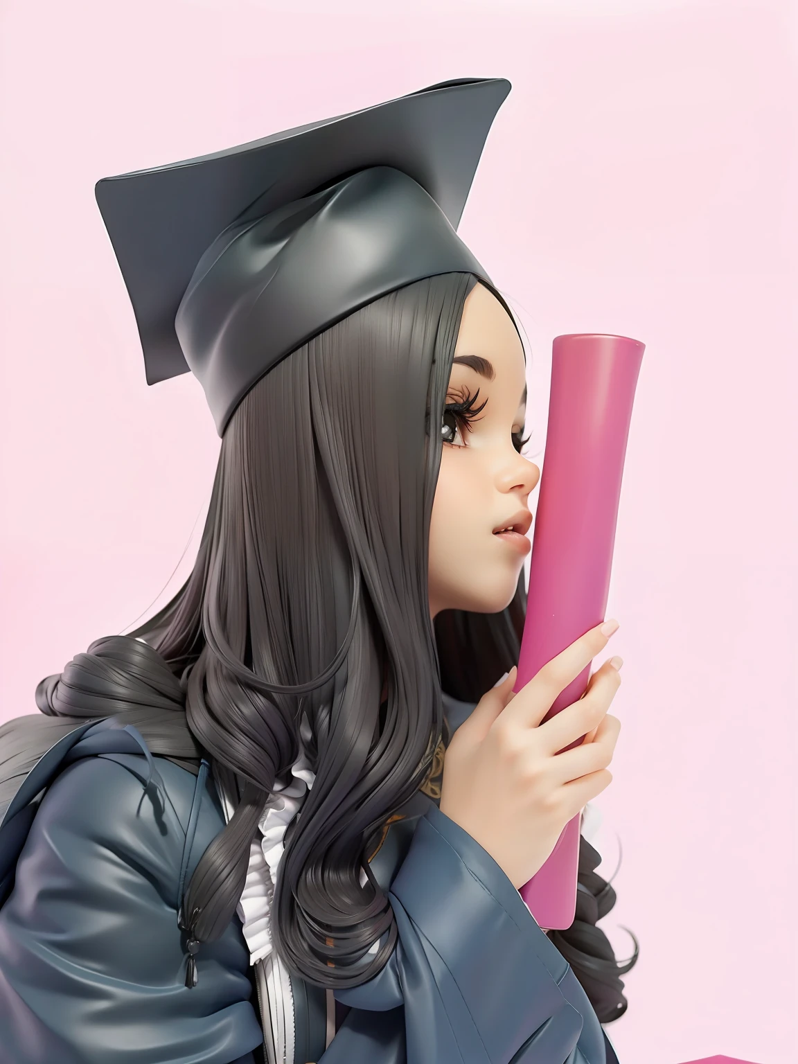 Mulher bonita, roupa preta, Graduation hat