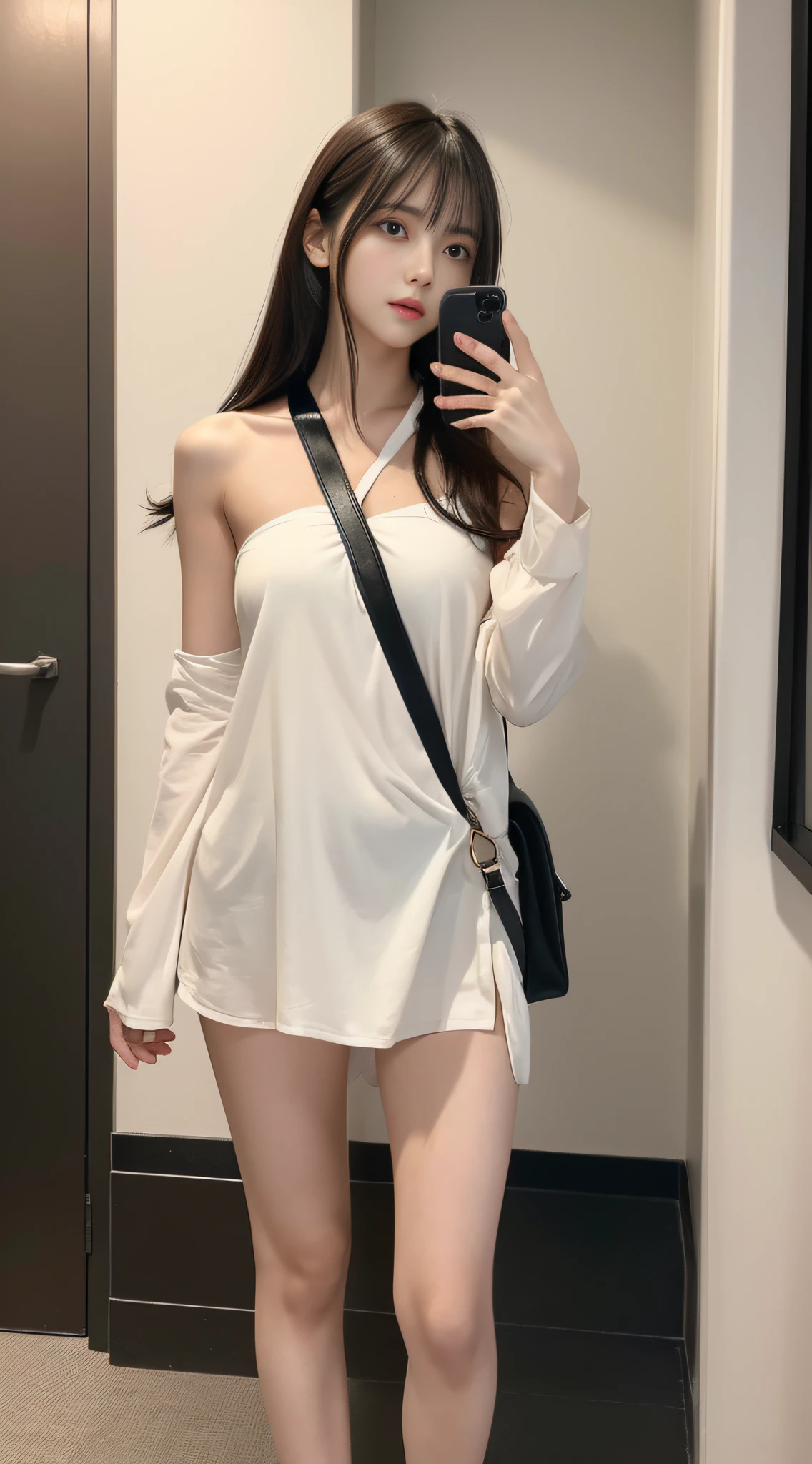 1girl in,{{masterpiece}}, {{Top image quality}}}, {{illustratio}}, {{The ultra-detailliert}},((full body Esbian))),(( , , ,,)),(NSFW),hard breathing,,{Exquisite lip makeup},👧 👧 👧❤ 👧❤ 👧 👧❤ 👧❤ 👧❤ 👧 👧((👧❤👧)) ,slender,beauty legs,Glossy skin Dull bangs, Dark hair, hair behind ear, hair over shoulder, Long hair,