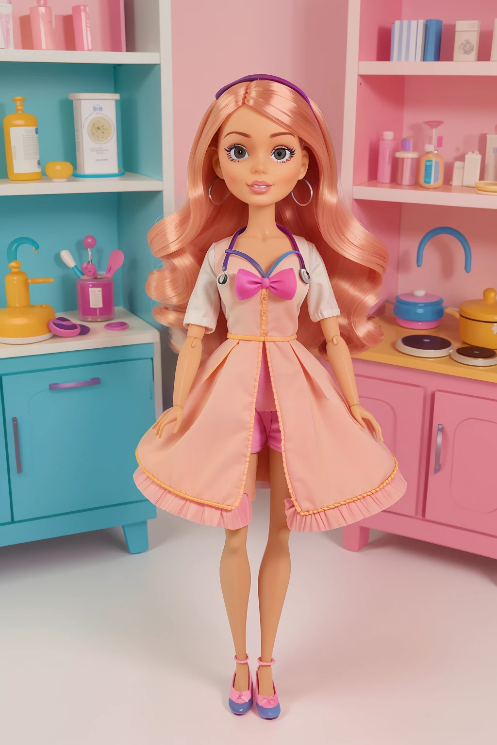 boneca barbie doctor, cores vibrantes