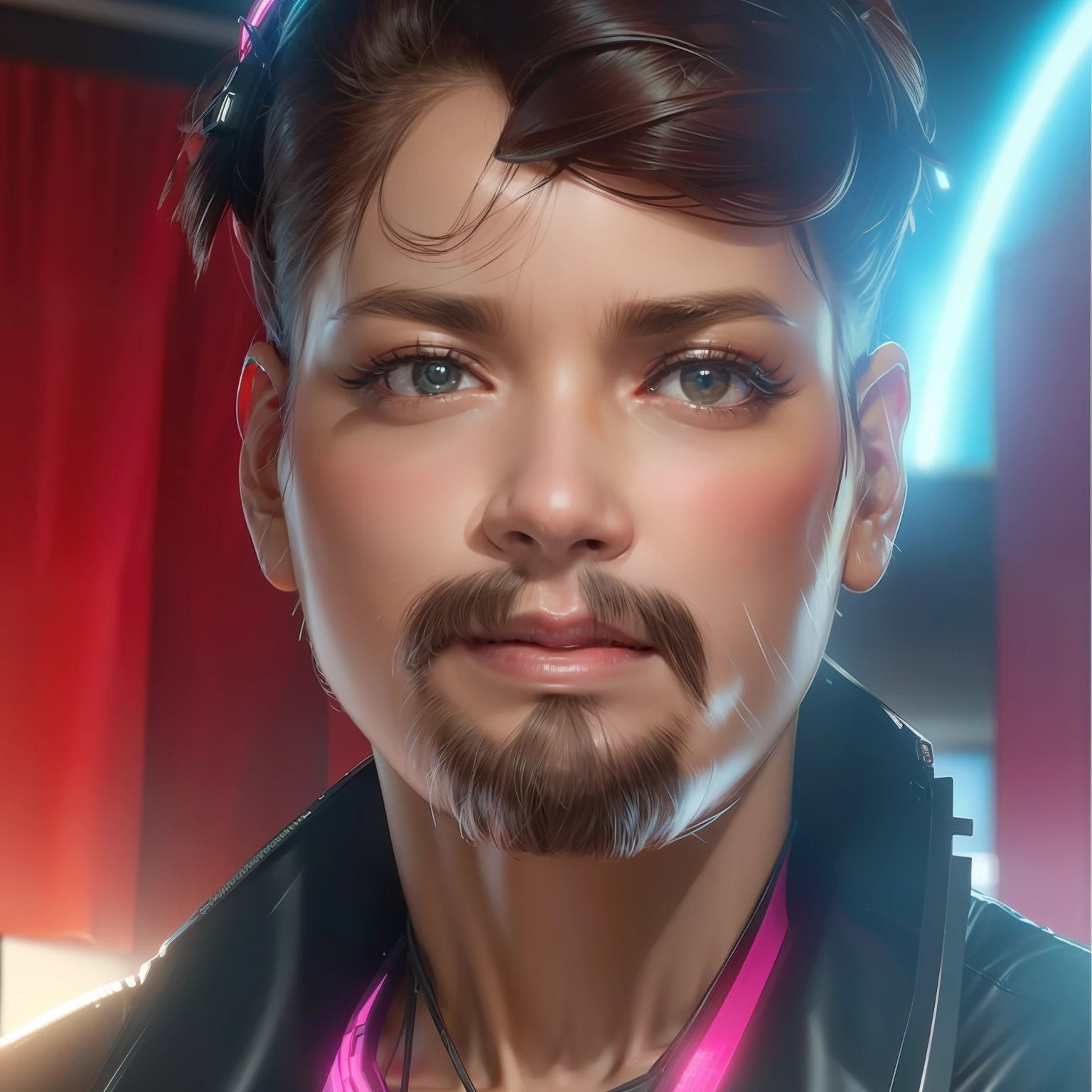 Change background cyber punk Realistic face ultra HD quality with the same photo