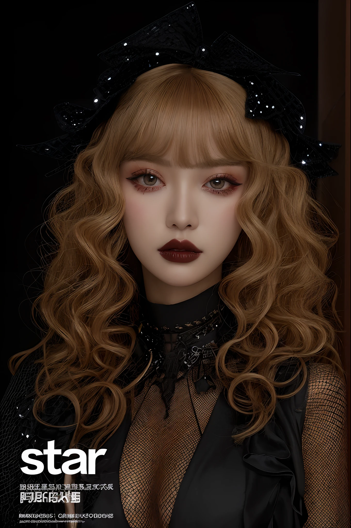 RAW, (masterpiece, best quality, photorealistic, absurdres, 8k:1.2), best lighting, complex pupils, detailed background, night, cooling tower,
1girl, solo, upper body, (close up, face focus:1.2), looking back, cowboy shot, standing, furled brow, shiny skin, eyeliner, gothic eyeshadow, eye glitter, blush, flower, long hair, curly hair, dark blonde hair, highly detailed skin,
fishnet bodysuit, hair bow, chocker, see-through,