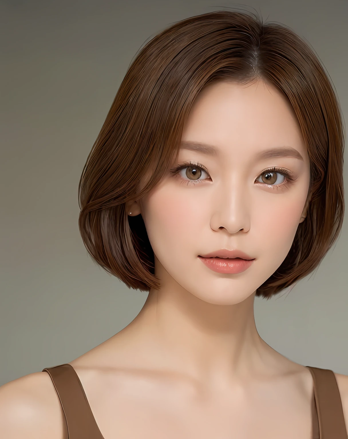 Elegant makeup, (Elegant shorthair,Light brown hair color: 1.4) Elegant dress