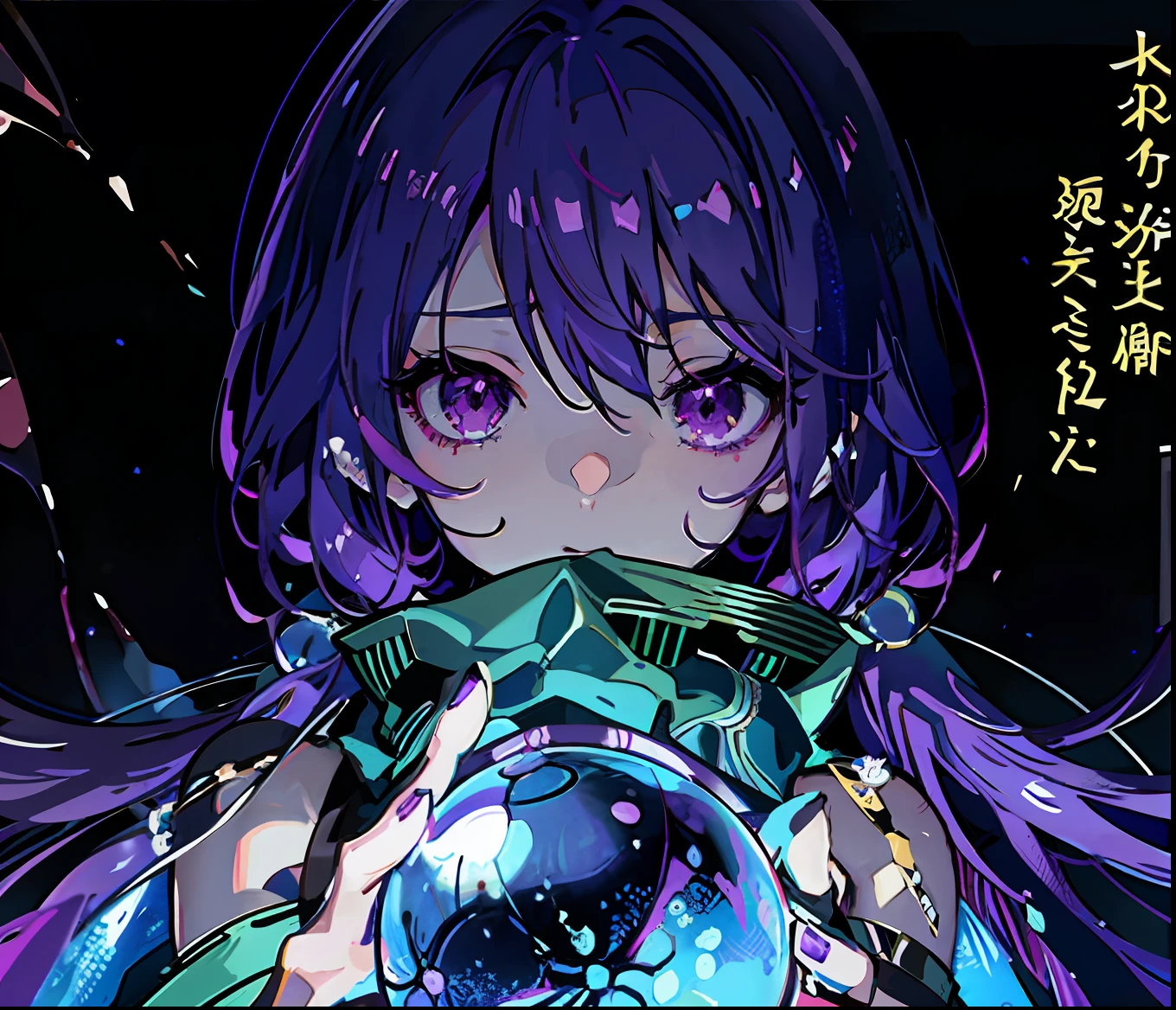 Anime girl with purple hair holding a crystal ball in her hand, best anime 4k konachan wallpaper, anime style 4 k, from touhou, in no game no life, anime moe art style, mysterious girl, anime monster girl, gapmoe yandere grimdark, Psychic Girl, 4k anime wallpaper, anime wallaper, nightcore, demon anime girl