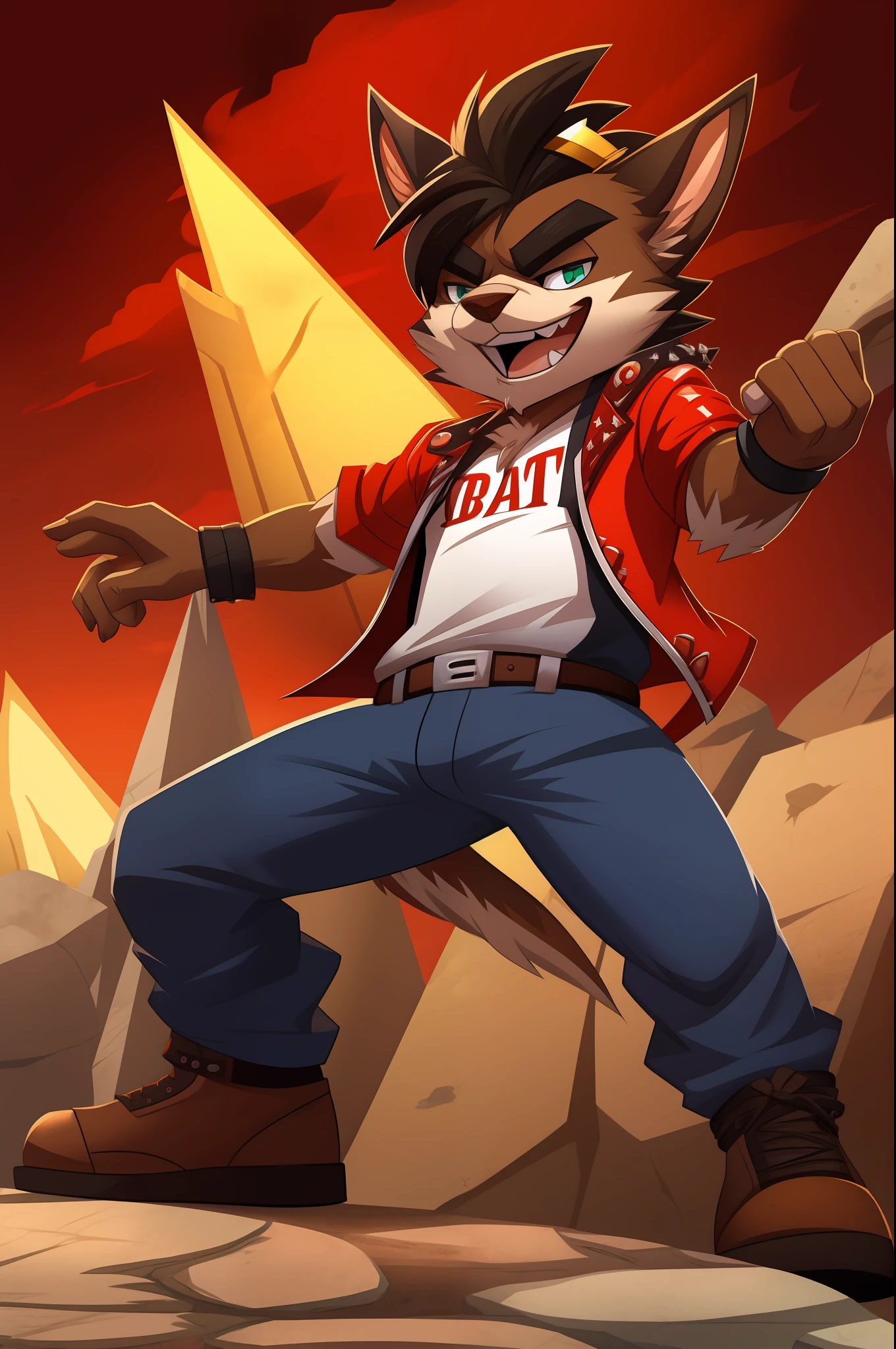 "Crie uma imagem em estilo 2D de um gato no estilo rock'n roll com atitude rebelde."