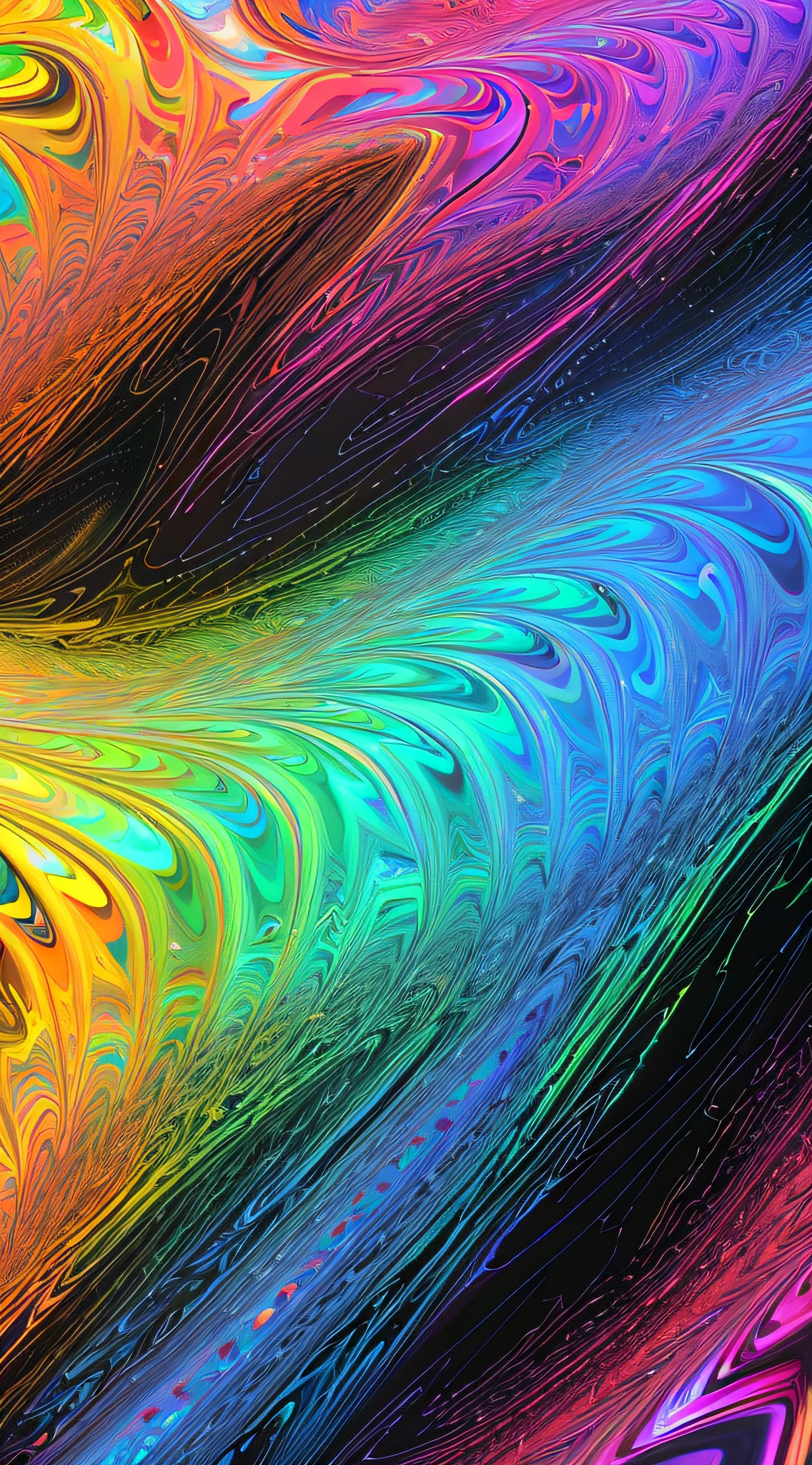 Close up of colorful abstract painting on black background, Rainbow digital art, Iridescent glossy spots, iridescent texture, with rainbow colored background, Irridescent color, opalescent night background, Rainbow fractal, Vibrant digital art, psychedelic digital art, vibrant digital painting, multicolored digital art, holographic texture