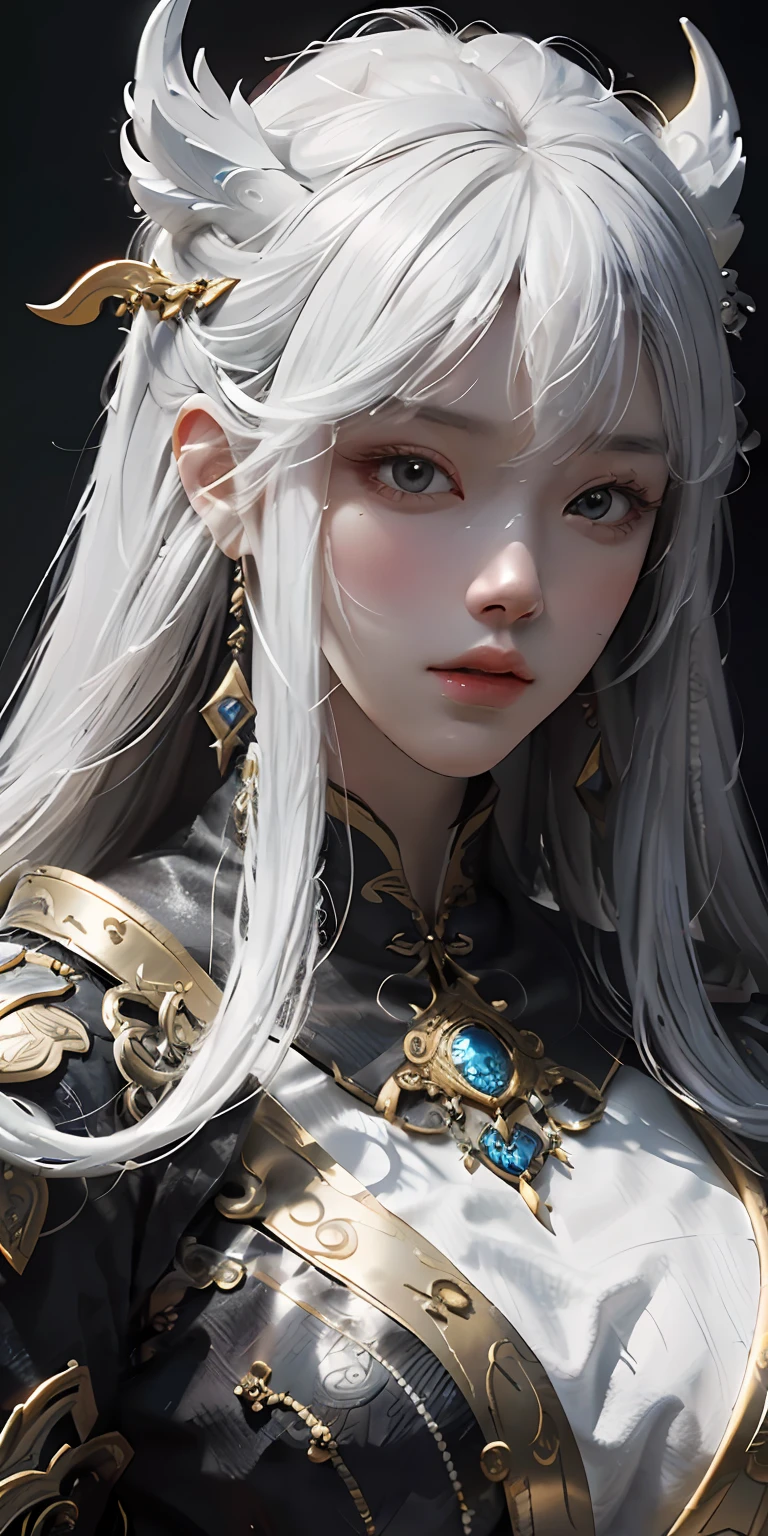 Close-up of a woman with black hair and white mask, beautiful figure painting, Guviz, Guvitz style artwork, white-haired god, Yang J, epic exquisite character art, stunning character art, Fan Qi, Wu Zhun Shifan, Gu Wiz in pixiv art station