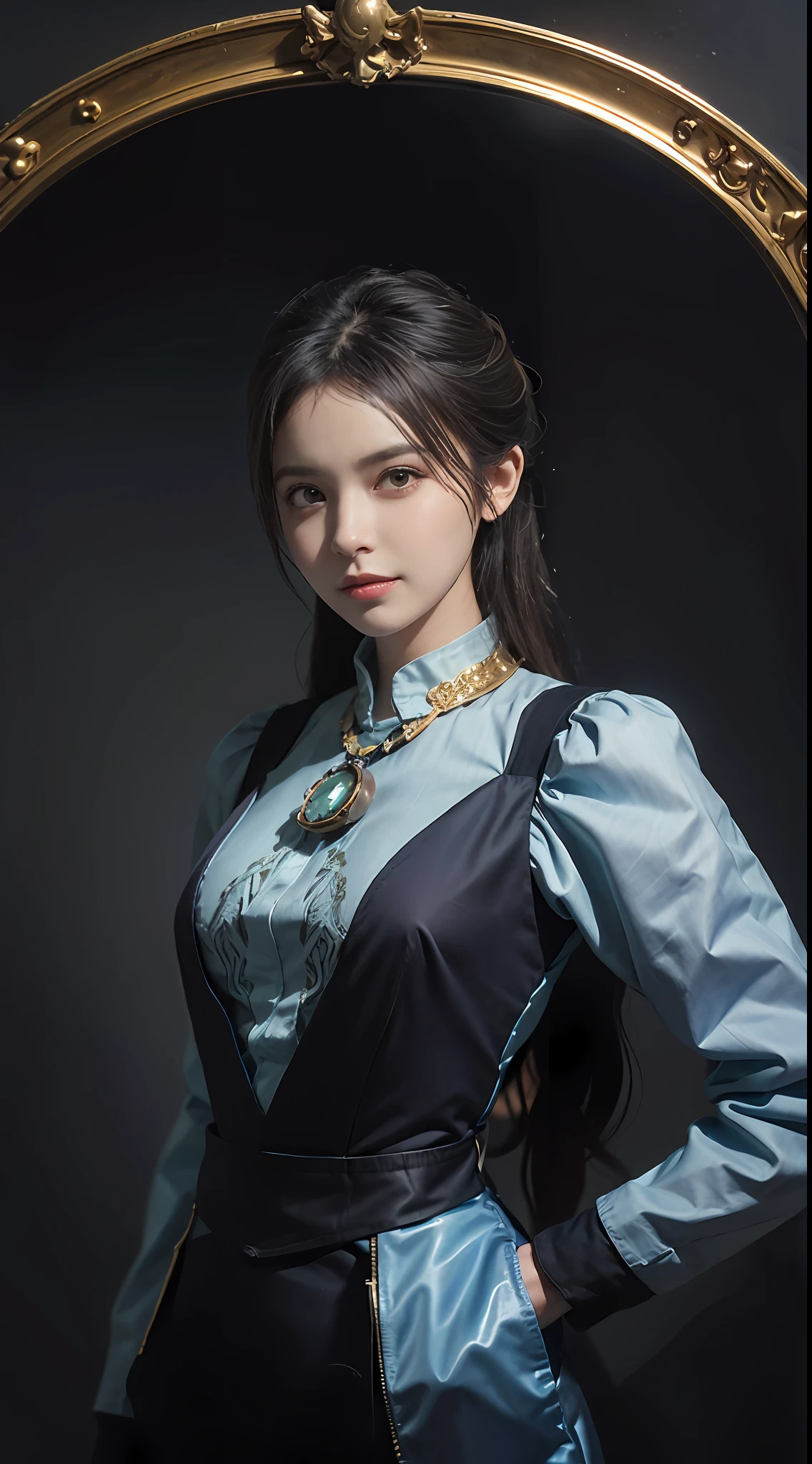 （Front focus），（in the darkness nigth：1.6），Surrealist portraits of women by David Hockney and Alphonse Mucha，Fantasyart，photographrealistic，动态照明，artstation，poster for，ssmile，Volumetric illumination for bust photos，Very detailed faces，4 k，Award-Awarded， 1girl, in the dark, deep shadow, low key, cowboy shot, (official clothes:1.4), long whitr hair, whaite hair