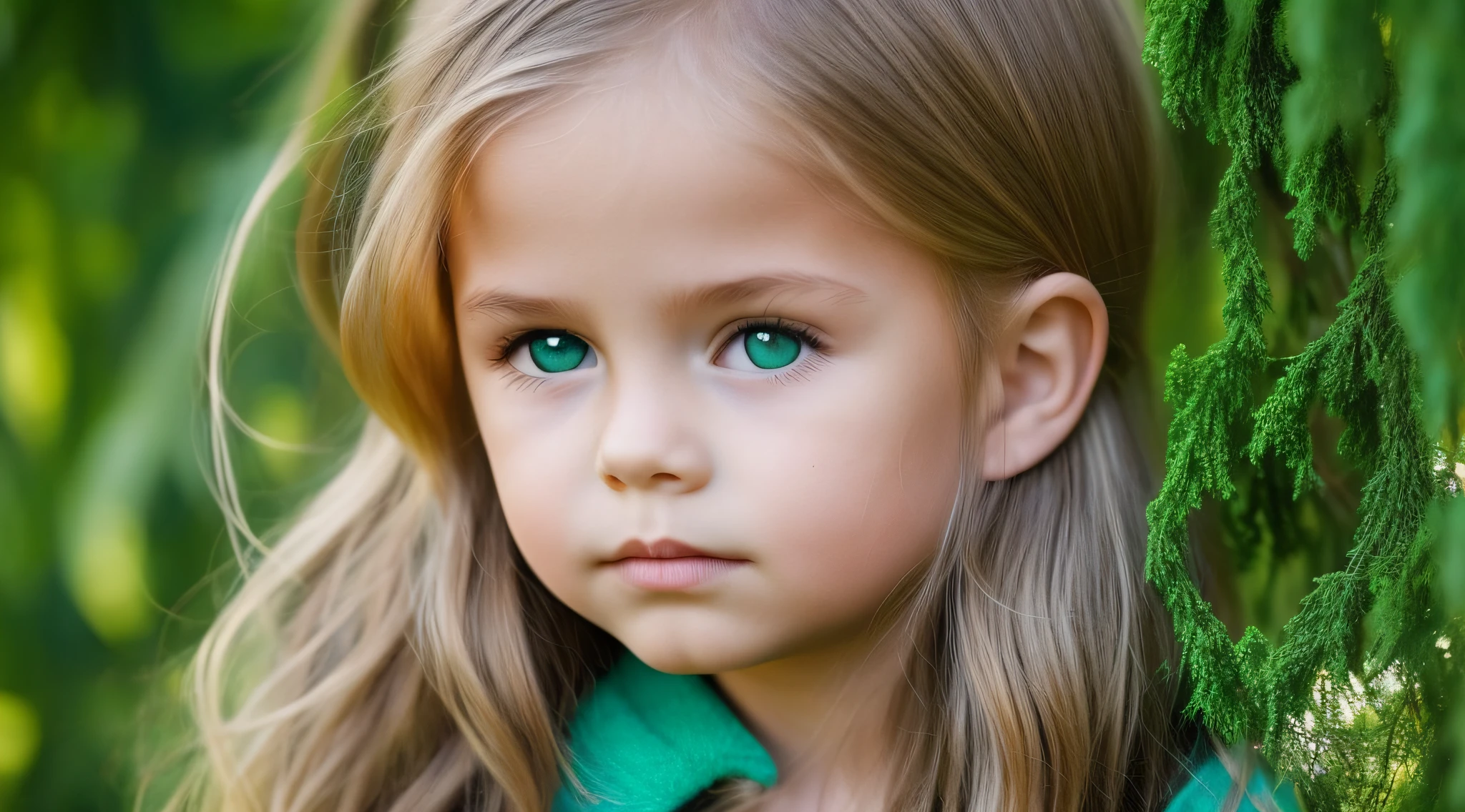Girl , Russian blonde in braids, portrait, com roupa de jaqueta de couro green, fundo de bolas de fogo verde. --auto --s2