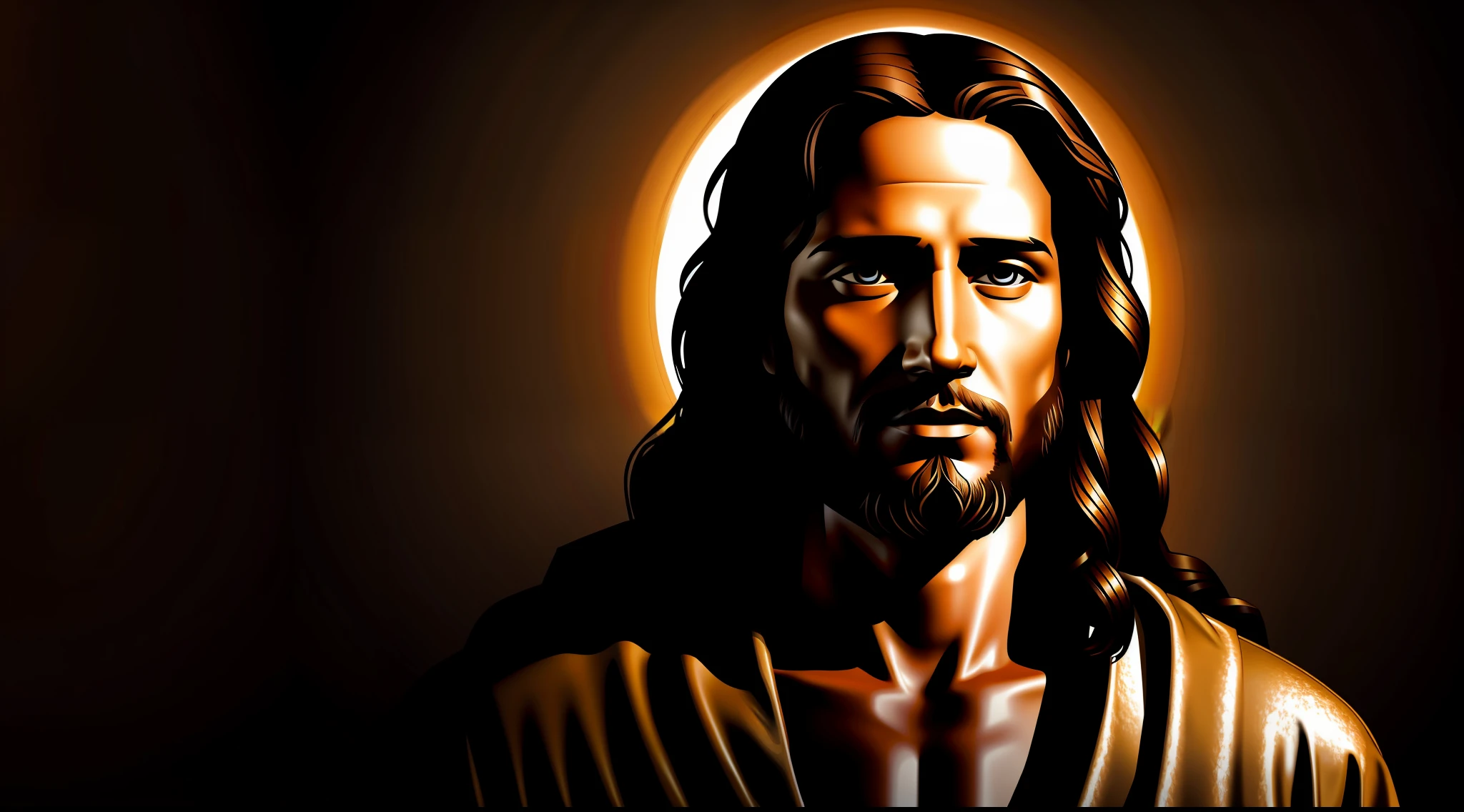 Produce a digital illustration of Jesus Christ with textures and shadows that convey a sense of depth and realism.
