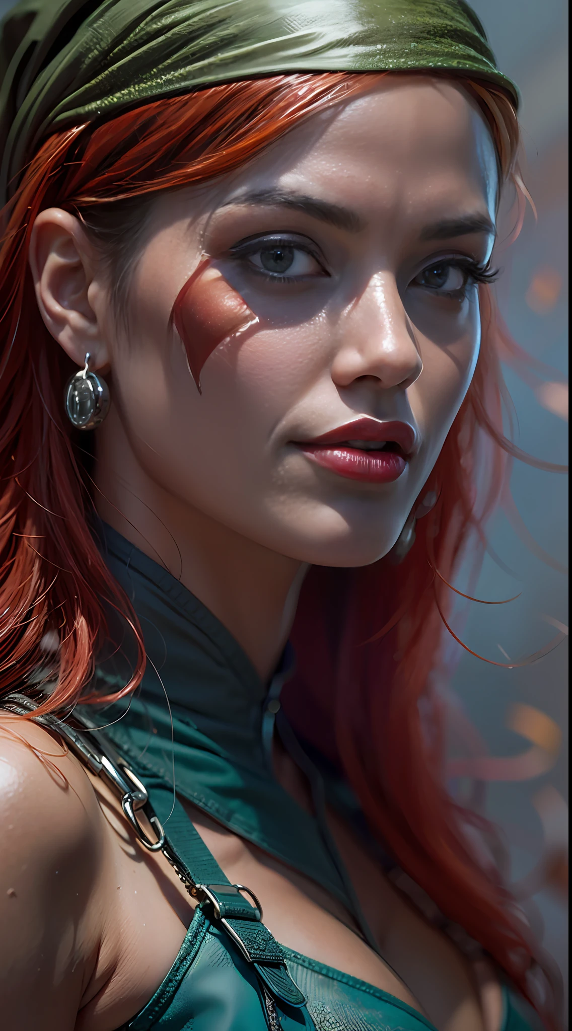 Angelina Jolie as Harley Quinn, red and blue hair, Or, cleavage, hourglass figure, (((full - body))), Intricate, Highly detailed, Inclusive cinema, 8K, Cinematic lighting, Best Quality, high definition, Detailed work, Post-production , ((full - body)), Perfect result, Portrait, Professional sinister concept art by Artgerm and Greg Rutkowski, Intricate, (((Hyper Detail, super 
detail, finely detail, megapixel)))