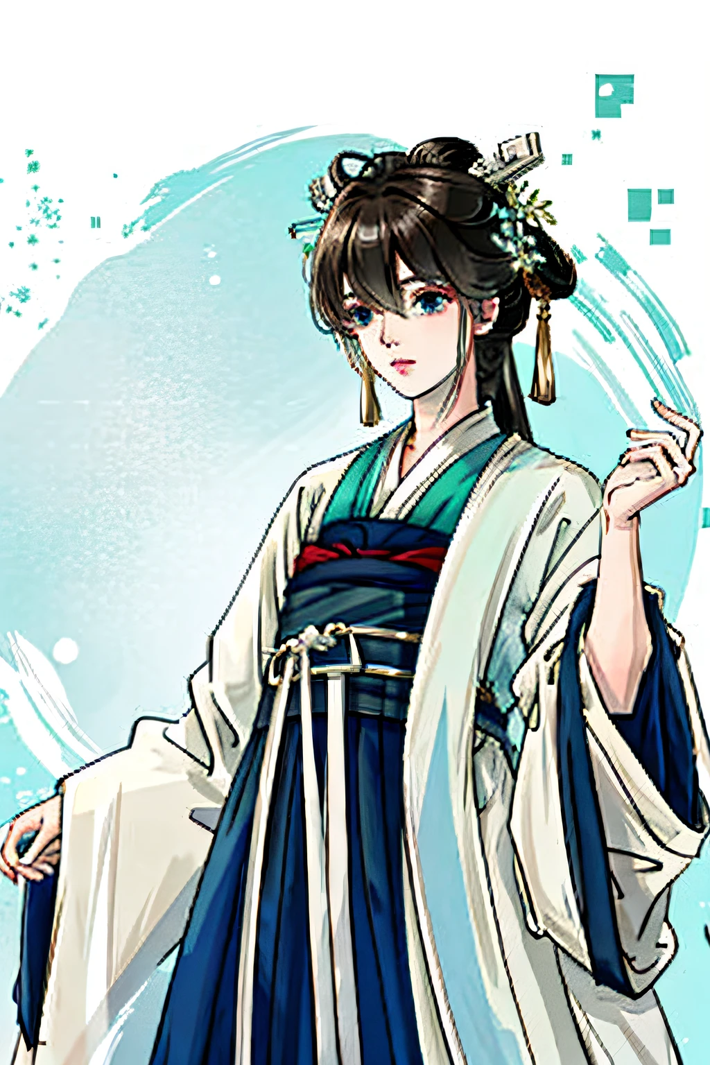 tmasterpiece,The best quality BREAK solo,ru_qun,original_outfit,Hanfu,Clear detail,white backgrounid,