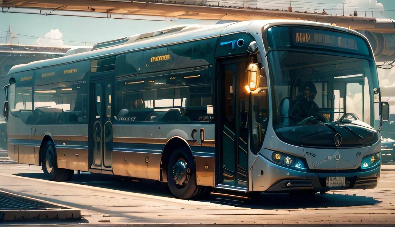 futuristic bus, brancos de fundo, Corpo Steampunk, detalhes intrincados, Magnificent, cinemactic, high resolution, 4k,