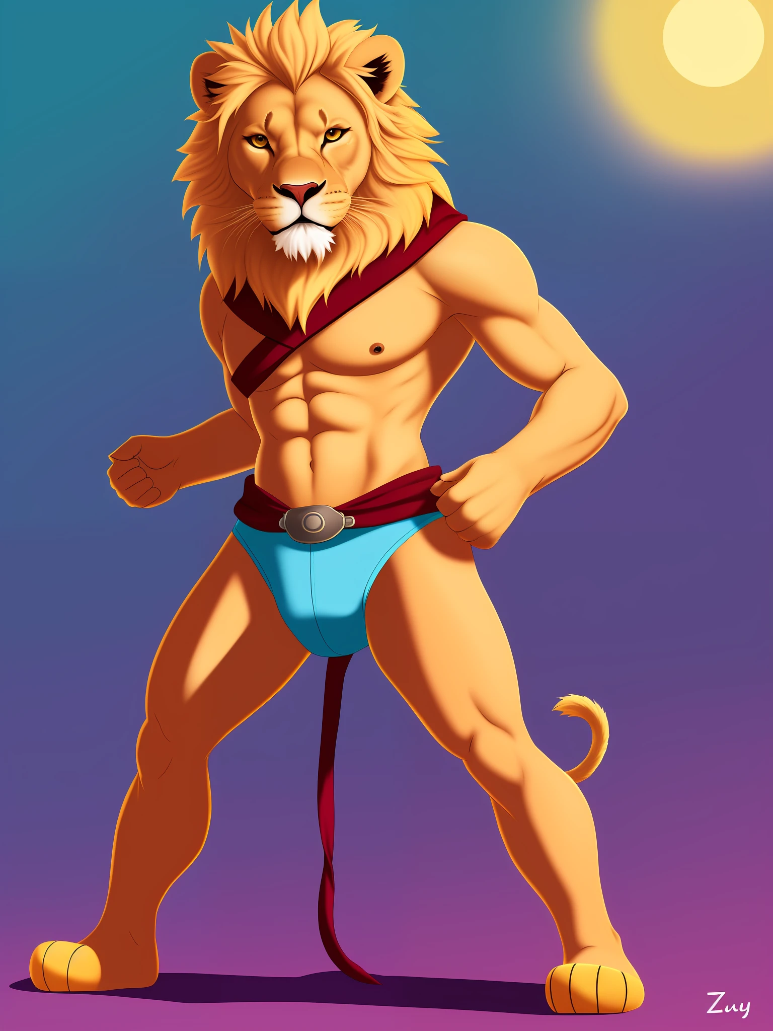lion, solo, furry, by zackary911, by zaush, slim, wearing diaper