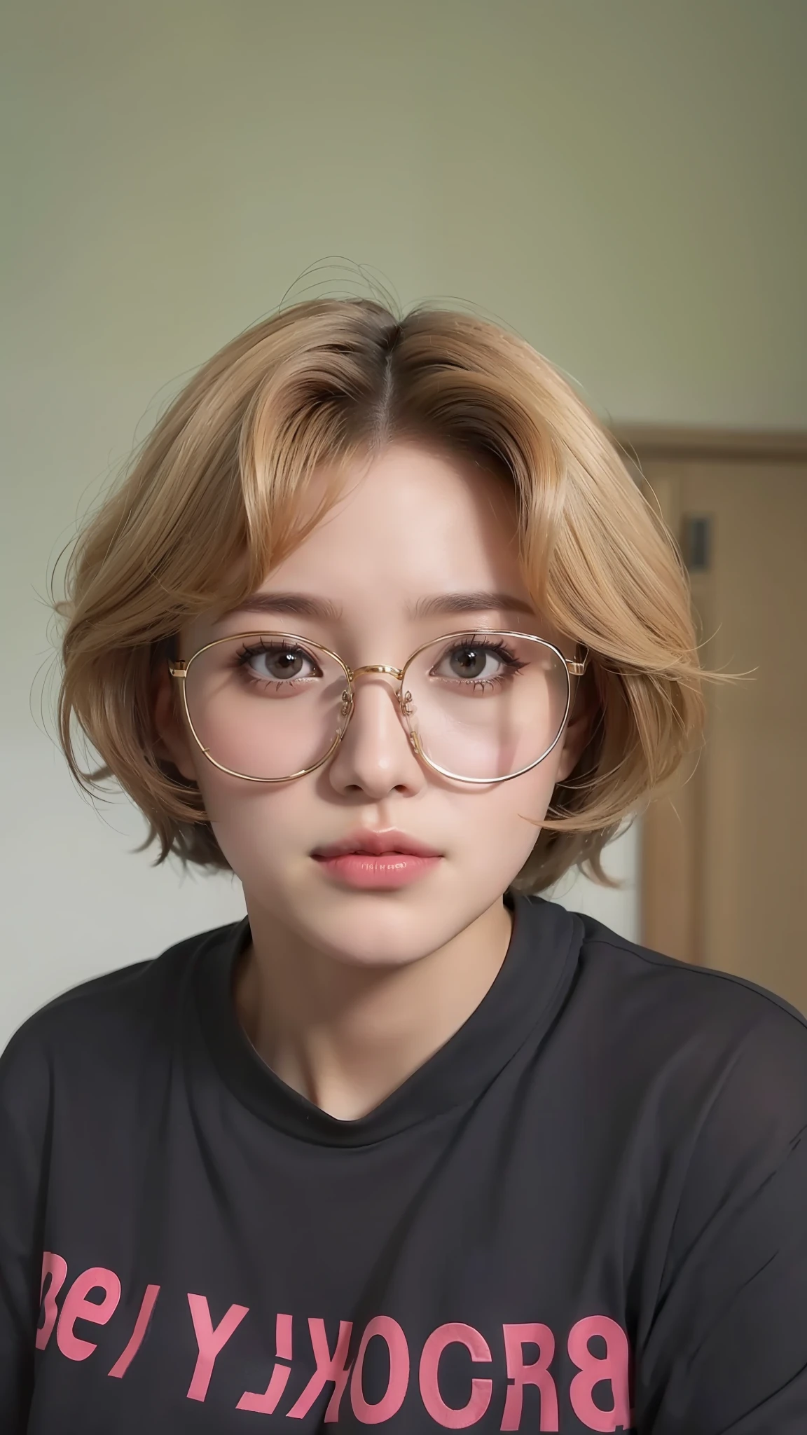 A girl with glasses on, sunlight shining on her, realistic, lookalike, look alike