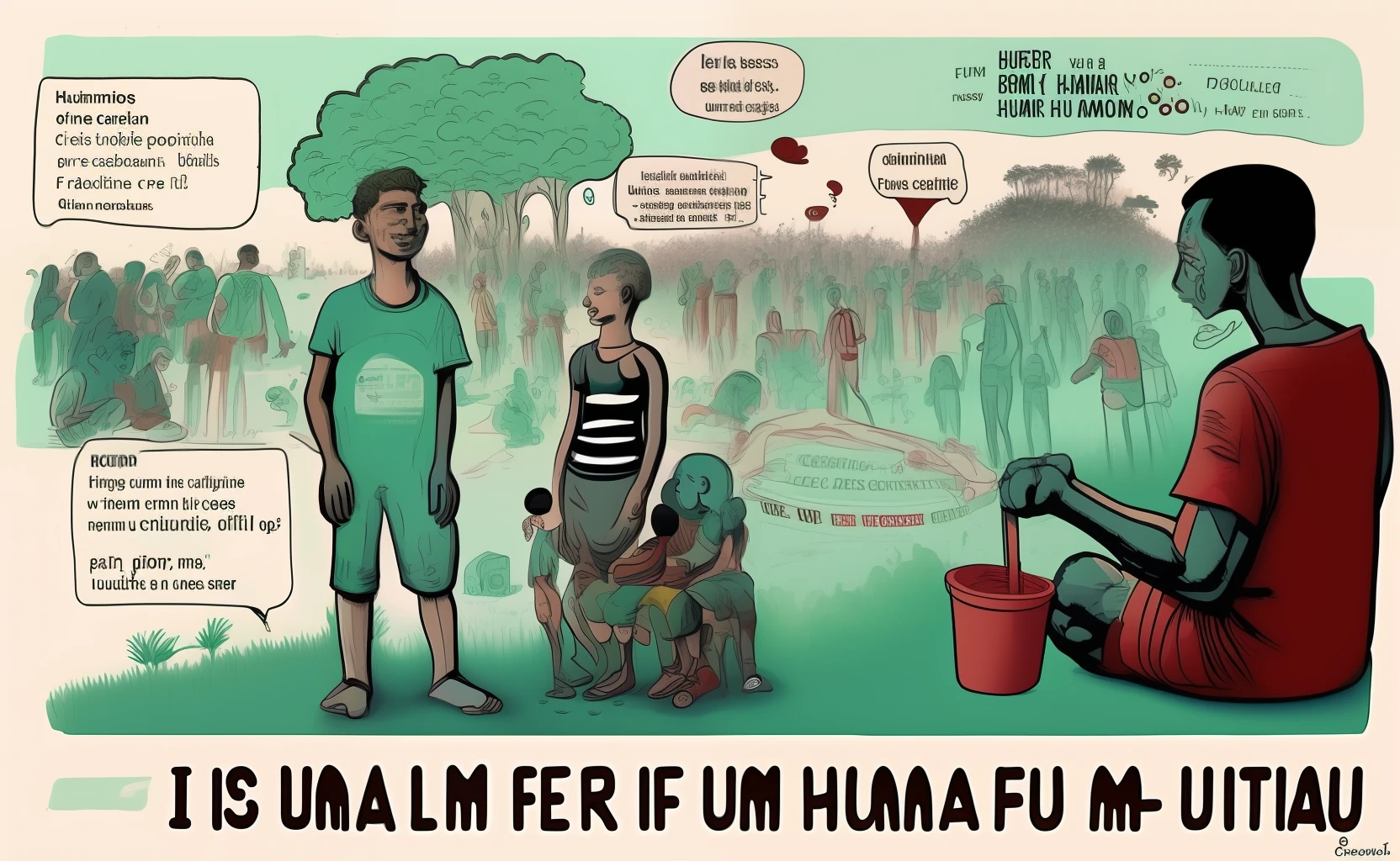 Crie ser humanos em um futuro, uma utopia,