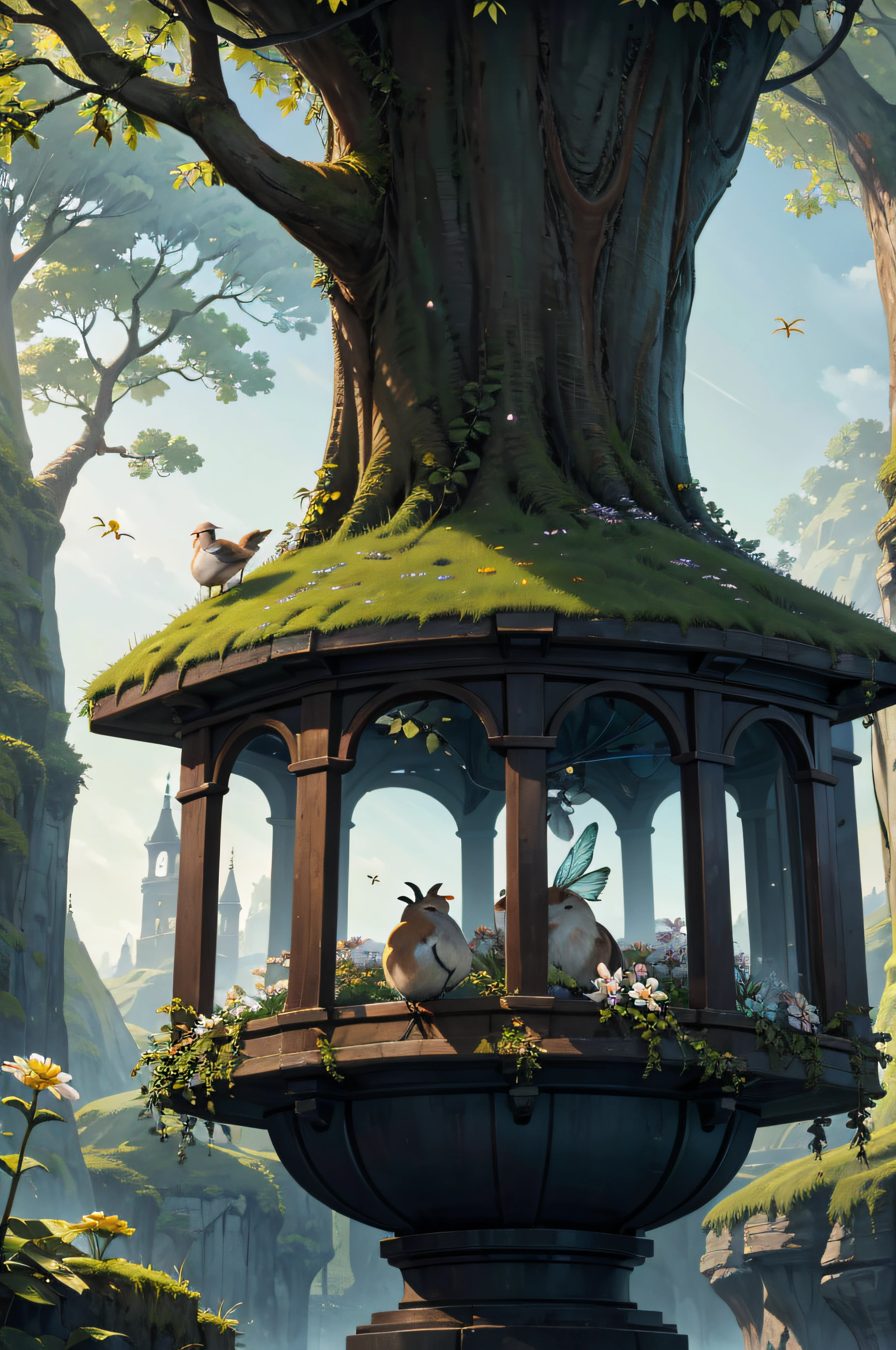 epic, surreal, peaceful,
ultra-high resolution, detailed, extremely detailed,3D, 8k, a couple,
The clock-a-clay is creeping on the open bloom of May,
The merry bee is trampling the pinky threads all day, And the chaffinch it is brooding on its gray mossy nest,
In the whitethorn bush where I will lean upon my lover's breast,