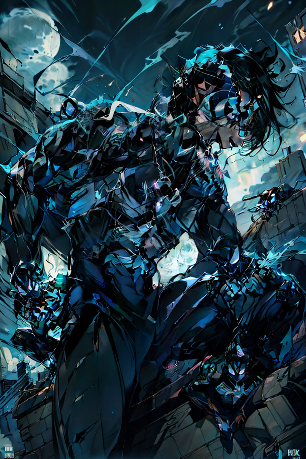 《the original god》Arataki Kazuto , male people, chest muscle, Sexy , Venom symbiote for your body, Black mucus of the body , into venom, venomize,Black bodysuit,(Cloak),Red cape,Abs,(Adult male)((Venom possession,venom symbiote)),over-Tortoise Man,Battle damage,((Masterpiece)), ((Best quality)), Ultra detailed,((illustration)), Dynamic Angle, Detailed light, (Delicate eyes), Floating, 1boy, Male focus, Head, Clothing, Yellow eyes, necklace, tattoo, (Forehead:0.8), (ahoge:0.8), jewelry, brunette color hair,apathy,Ray, chest muscle, Sexy , Venom symbiote for your body, Black mucus of the body , (into venom), Venom,frontage,Bust photo,White tight-fitting top,spiderman outfit,style of anime4 K, 4K anime wallpaper, Badass anime 8 K, 4 k comic wallpaper, young anime man, Anime boys, Anime wallpapers 4 k, Anime wallpaper 4K, High quality anime art style, Anime moe art style, Anime art wallpaper 8 K, Anime art wallpaper 4 K, RGB lighting,