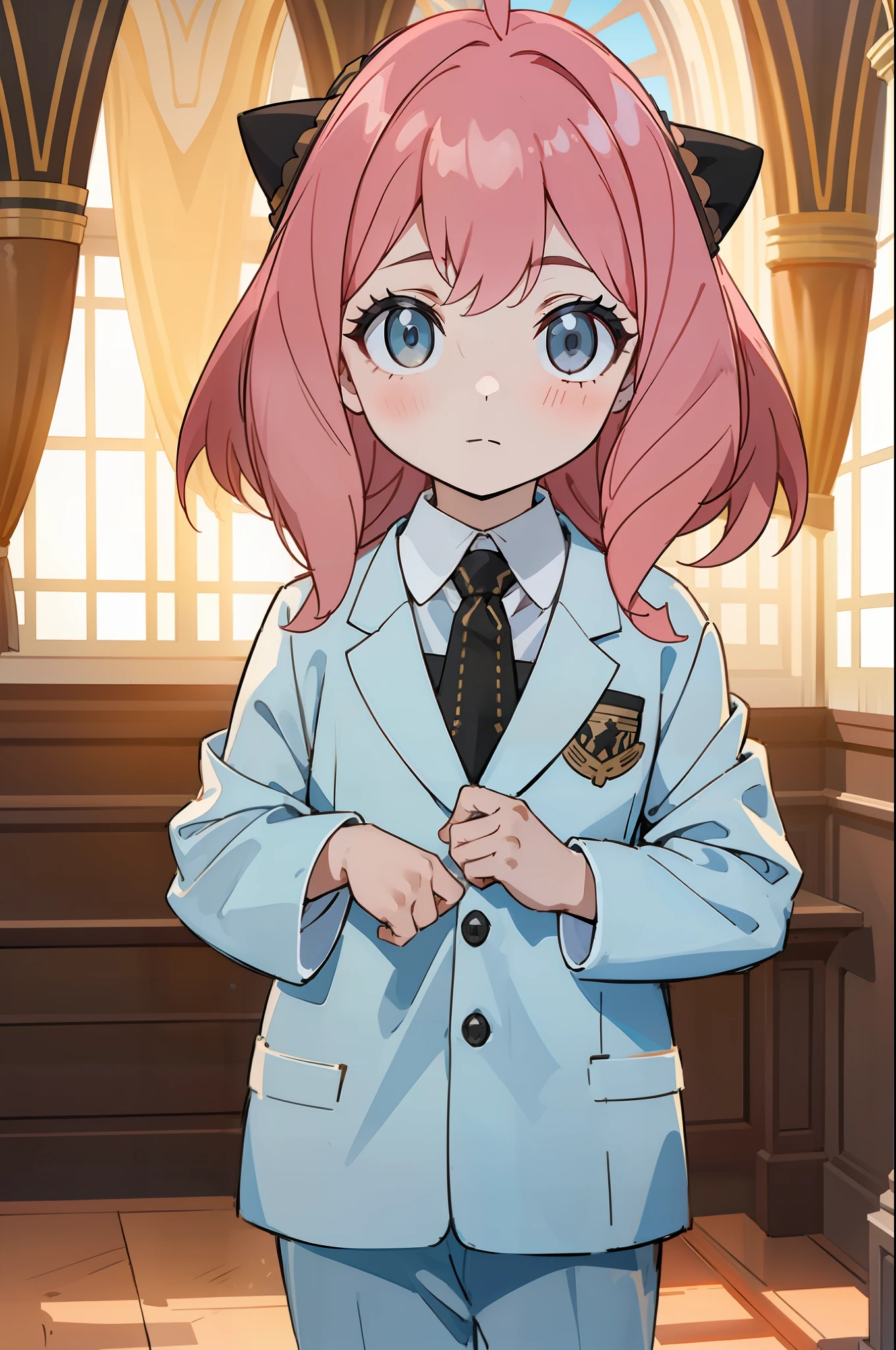  (Anya\(SPYXFamily\)) in a class elegence elegent clean suit and tie jacket