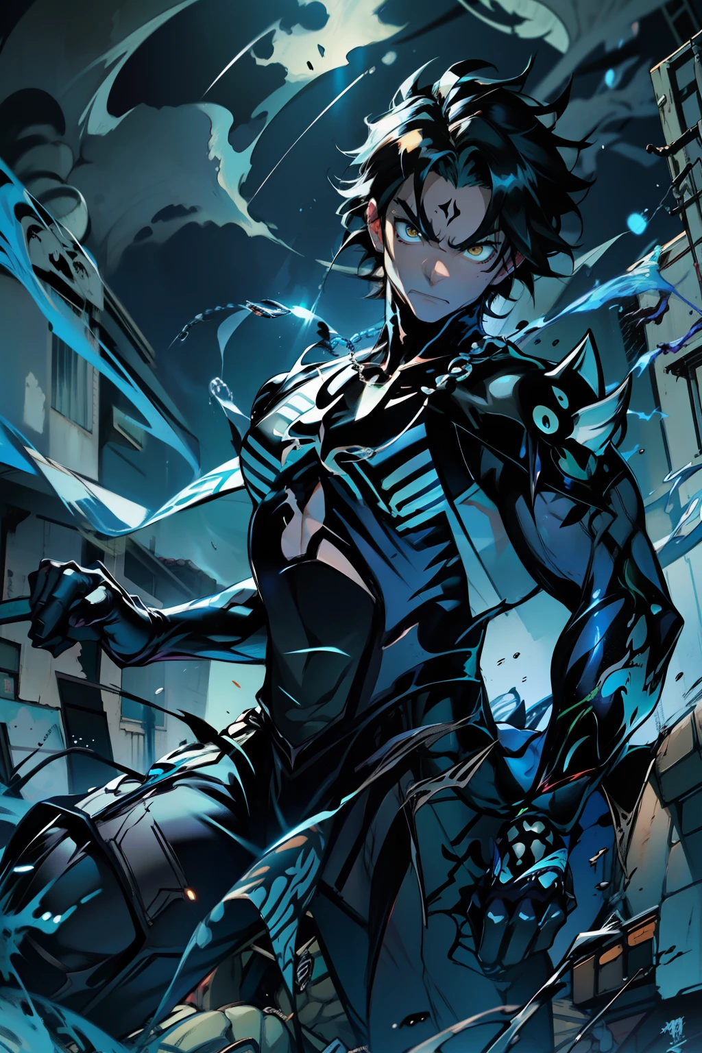 《the original god》Arataki Kazuto , male people, chest muscle, Sexy , Venom symbiote for your body, Black mucus of the body , into venom, venomize,Black bodysuit,(Cloak),Red cape,Abs,(Adult male)((Venom possession,venom symbiote)),over-Tortoise Man,Battle damage,((Masterpiece)), ((Best quality)), Ultra detailed,((illustration)), Dynamic Angle, Detailed light, (Delicate eyes), Floating, 1boy, Male focus, Head, Clothing, Yellow eyes, necklace, tattoo, (Forehead:0.8), (ahoge:0.8), jewelry, brunette color hair,apathy,Ray, chest muscle, Sexy , Venom symbiote for your body, Black mucus of the body , (into venom), Venom,frontage,Bust photo,White tight-fitting top,spiderman outfit,style of anime4 K, 4K anime wallpaper, Badass anime 8 K, 4 k comic wallpaper, young anime man, Anime boys, Anime wallpapers 4 k, Anime wallpaper 4K, High quality anime art style, Anime moe art style, Anime art wallpaper 8 K, Anime art wallpaper 4 K, RGB lighting,