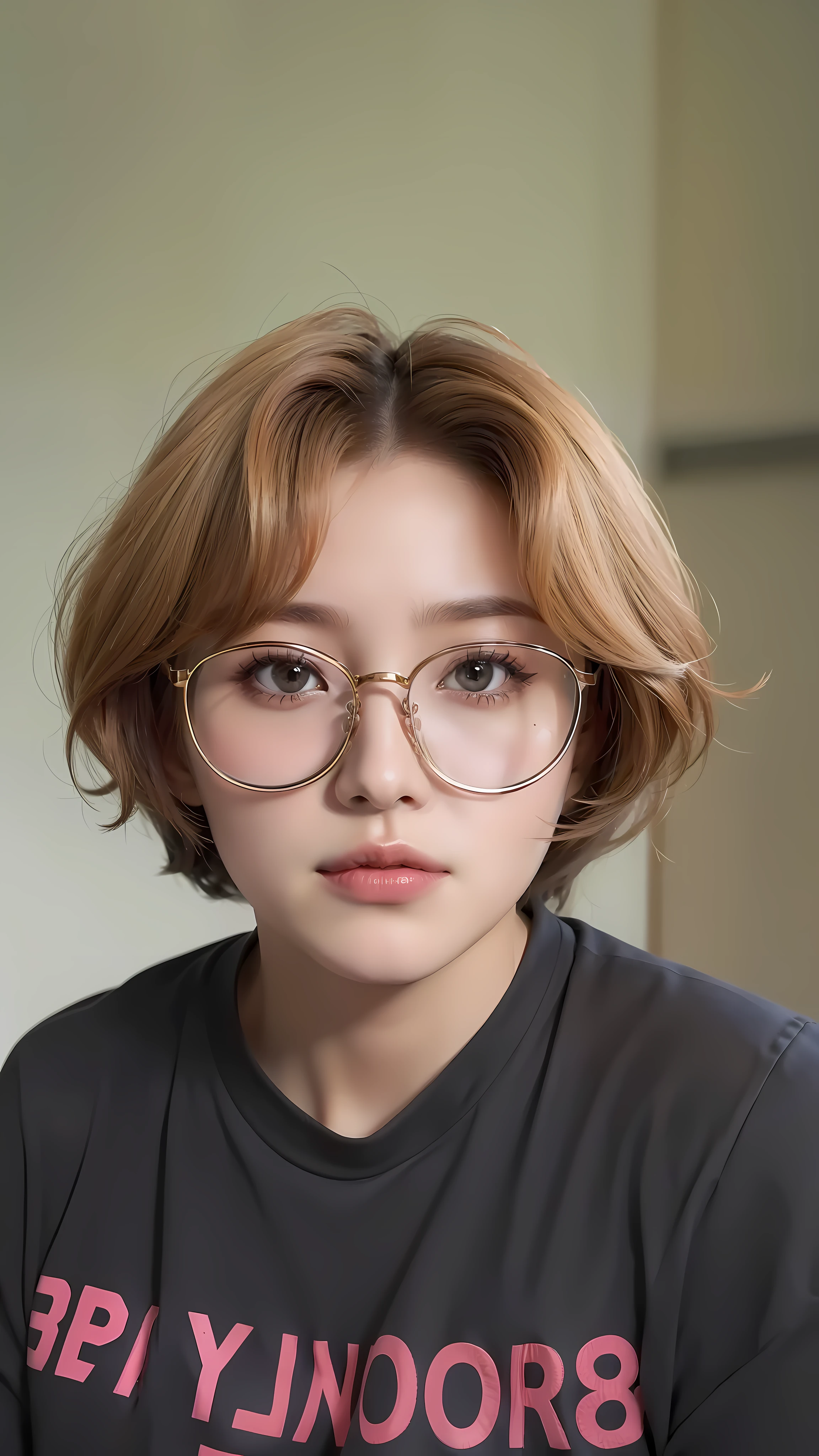 A girl with glasses on, sunlight shining on her, realistic, lookalike, look alike