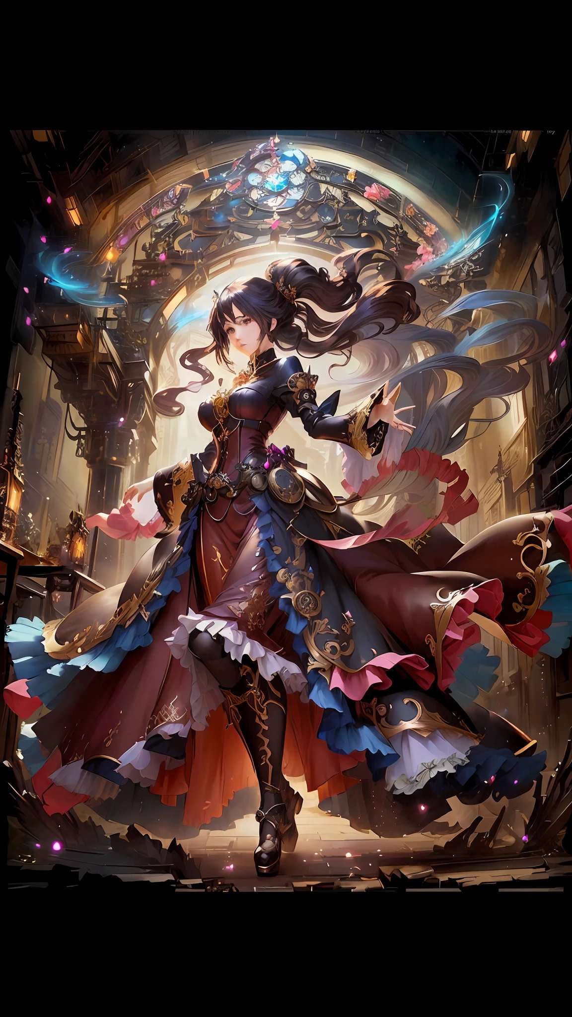 woman in dress, anime fantasy artwork, beautiful fantasy anime, anime fantasy illustration, 2. 5 d cgi anime fantasy artwork, steampunk beautiful anime woman, high detailed official artwork, Detailed key anime art, beautiful anime artwork, beautiful anime art, cushart krenz key art feminine, highly detailed exquisite fanart, Fantasy Art Style、New Pose、Hair is a straight bob