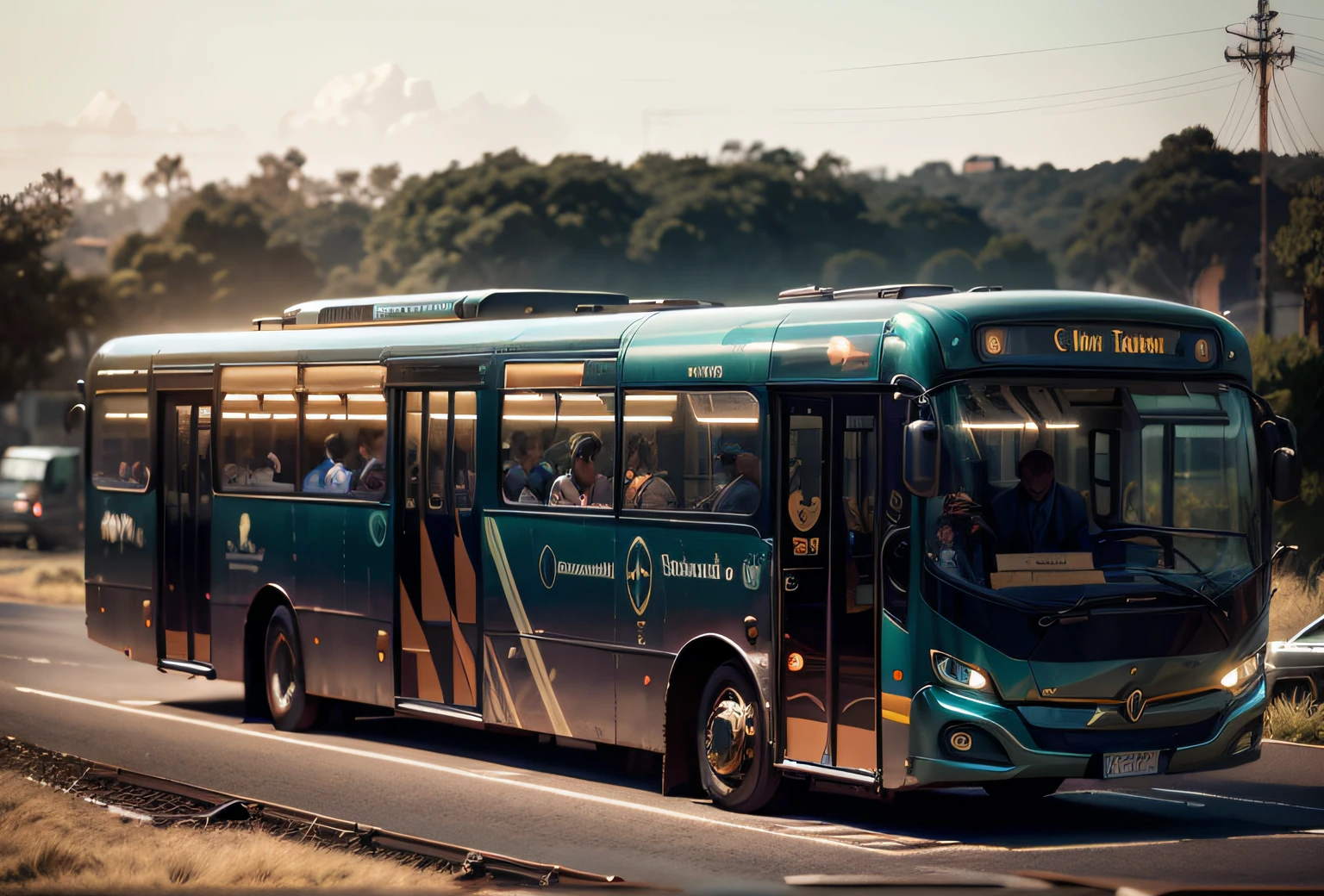 futuristic bus, brancos de fundo, Corpo Steampunk, detalhes intrincados, Magnificent, cinemactic, high resolution, 4k,