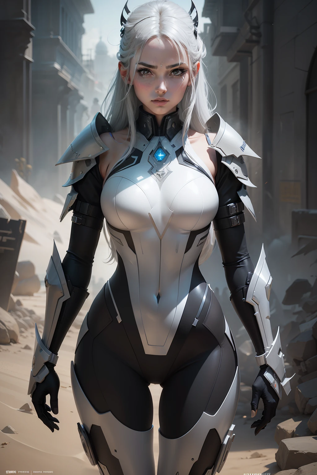 tmasterpiece， best qualtiy， cinematic ligh， offcial art， sand color， Natural color propaganda art， movie wallpapers， The is very detailed的 CG unified 8k 壁纸， intricately details，(Exceptional detail，The lighting effect is outstanding，Vista wide angle)，(Excellent rendering，Enough to stand out from the crowd) ，white backgrounid， Upper body focus， concept-art， production art， （ ， A high resolution， （realisticlying， realisticlying：1.2）， physically-based renderingt， Machinary， Reflectors， photorealestic， cyber punk perssonage， symmetry front view close up avatar eyes symmetry face very sharp focus realistic award winning mask painting movie light 1 very sexy girl， mechs， （illustratio： 1.1）， slim， White skin of the， delicated face， King's robe， The sheen， tightsuit， （Long silver-gray hair）， Unreal 5， battlefiled， chips， shine， The sword