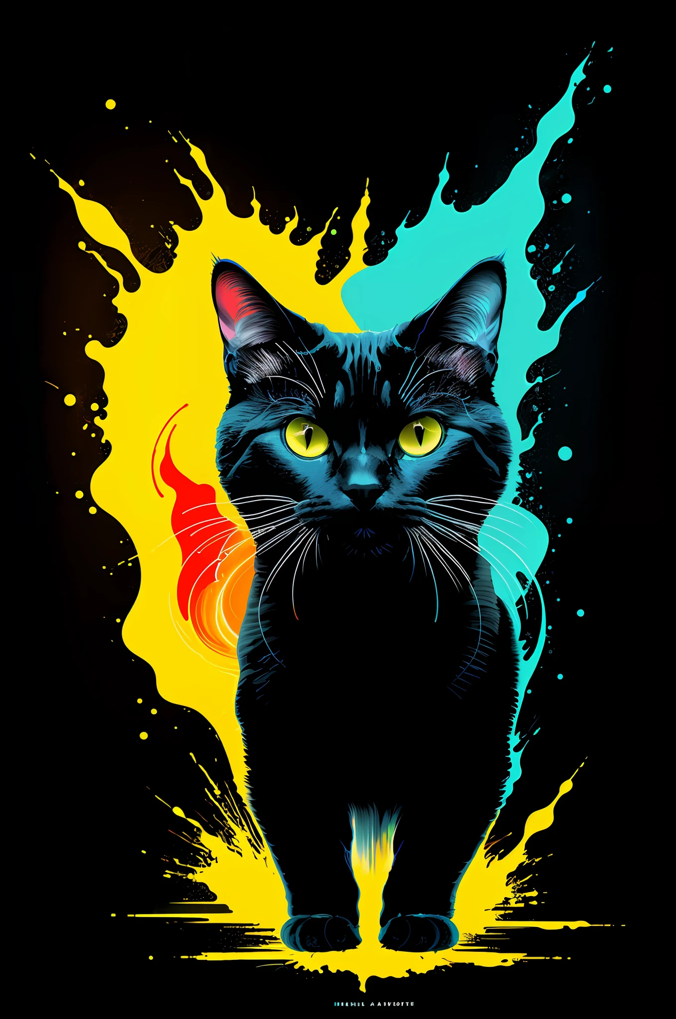 technicolor, vibrant, Chemical Cat, radioactive glow, Biohazard, abstract art by Petros Afshar, oversaturated