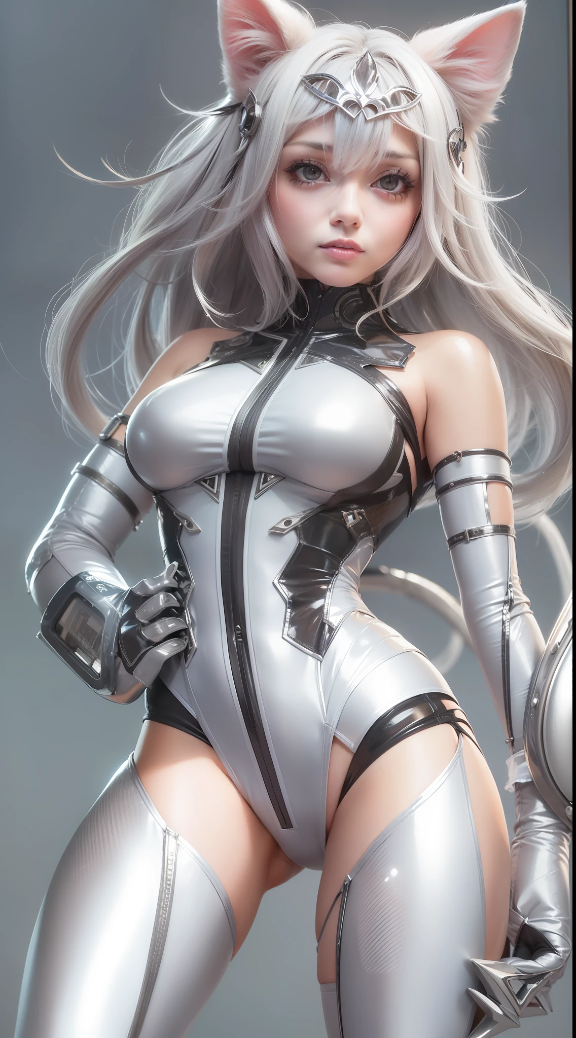 a woman in a cat suit posing for a picture, seductive anime girl, sexy body, photorealistic perfect body, perfect android girl, sexy outfit, very sexy outfit, gorgeous figure, sexy hot body, intricate body, sexy girl, beautiful alluring anime woman, beautiful symmetric body, shiny white skin, realistic shaded perfect body, photorealistic anime girl render, great body