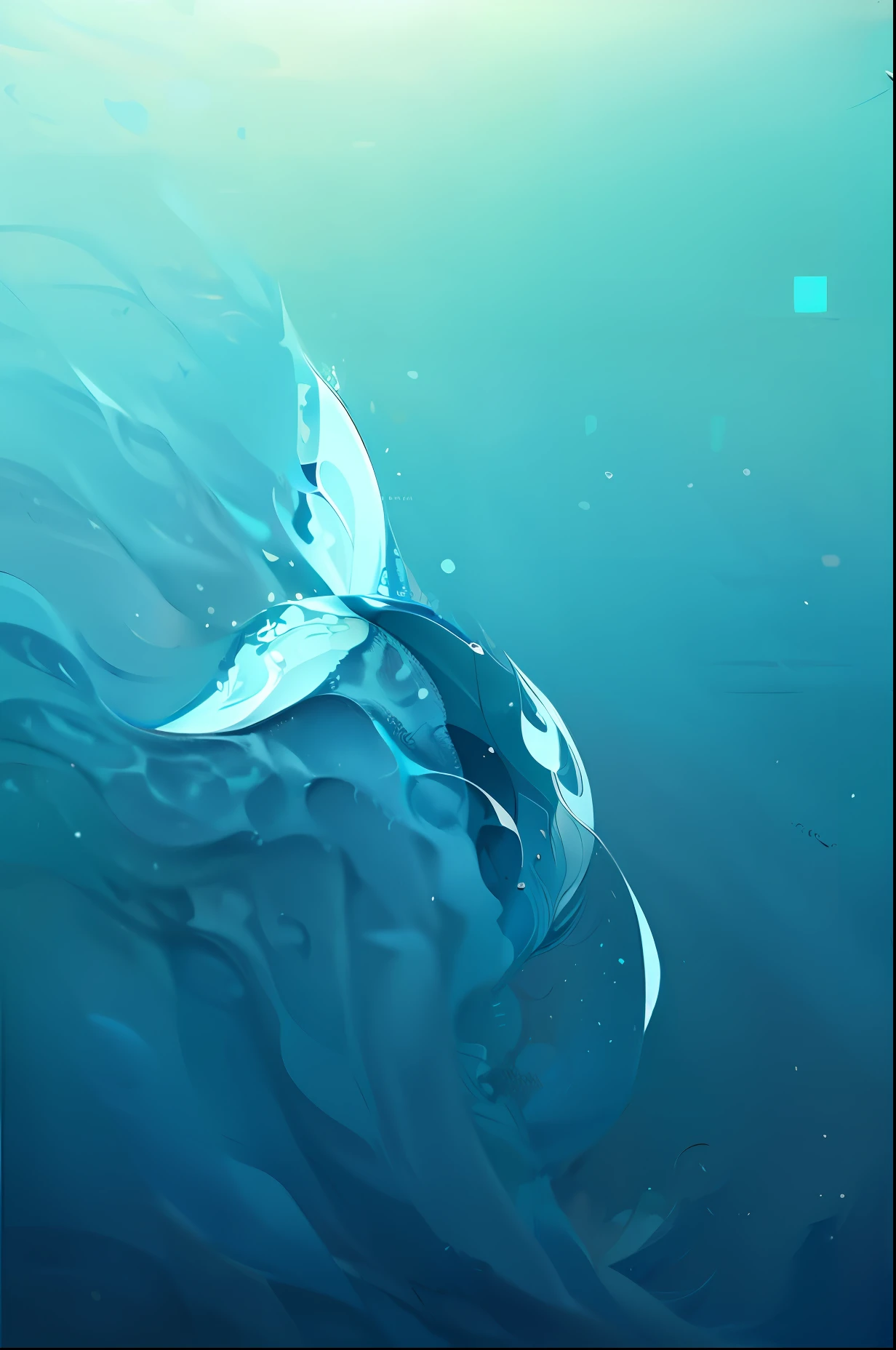 Bizhi Bowen，Blue sea，wave，White waves，Green waves，Red waves，The whale keeps falling，Minimalist，Leave white space