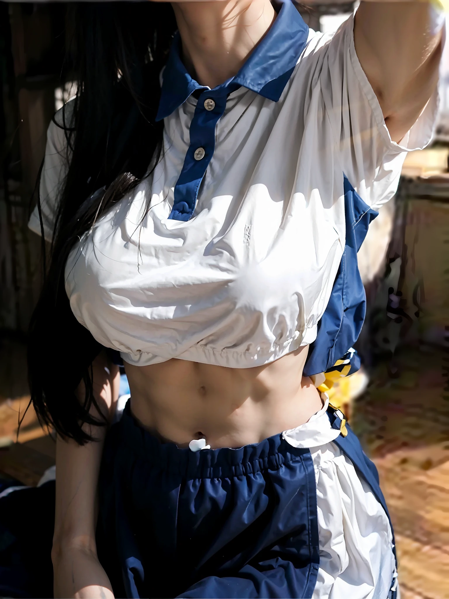 showing waist，Slim abs，perfect bodies，White Skin Skin，8K，Masterpiece，best qualityer，Flatten clothes with only a few folds，Light