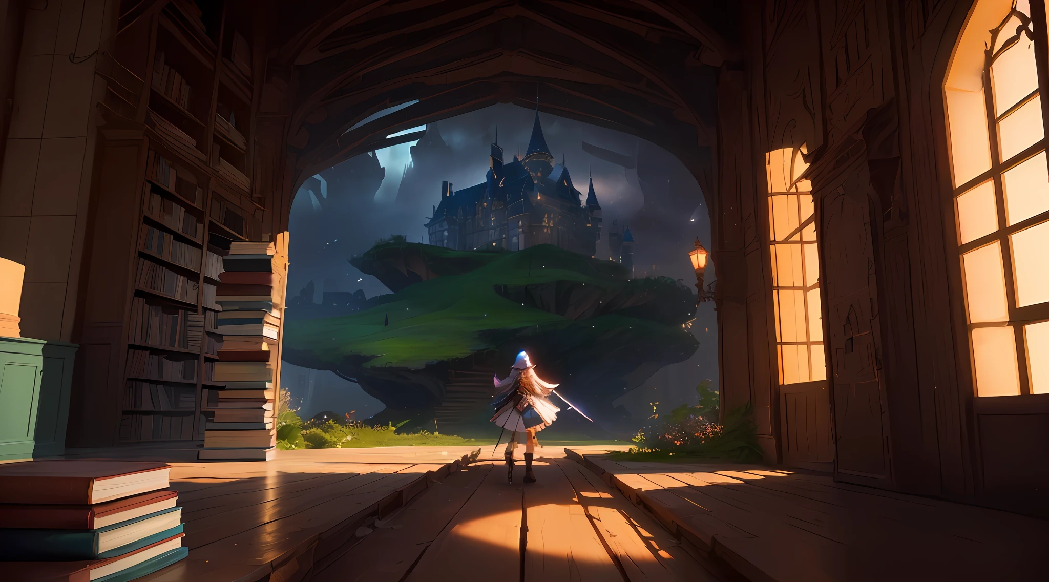 Big Book Shelf,A Book in hand of the girl