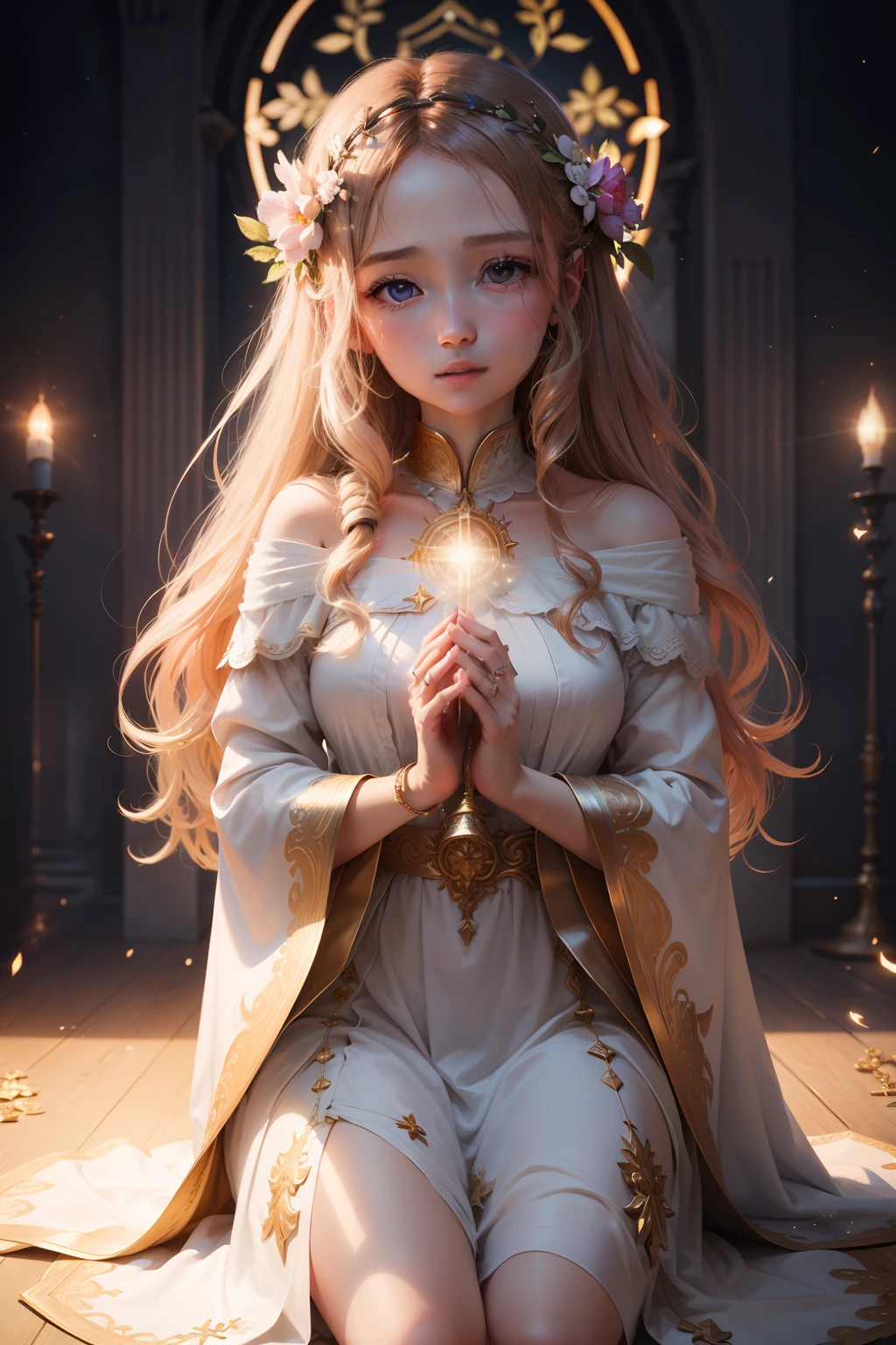 Christ,((top-quality)), ((masterpiece)), ((realisitic)), portlate,
1girl in、Um ser celestial、Deities、goddes、Particles of light、The halo、looking at the viewers、
(bio luminescent:0.95)、vivid、colourfull、Farbe、(SHINES、SHINES)、
(Beautiful composition)、lighting like a movie、with an intricate、(Symetrical:0.5)、capricious、