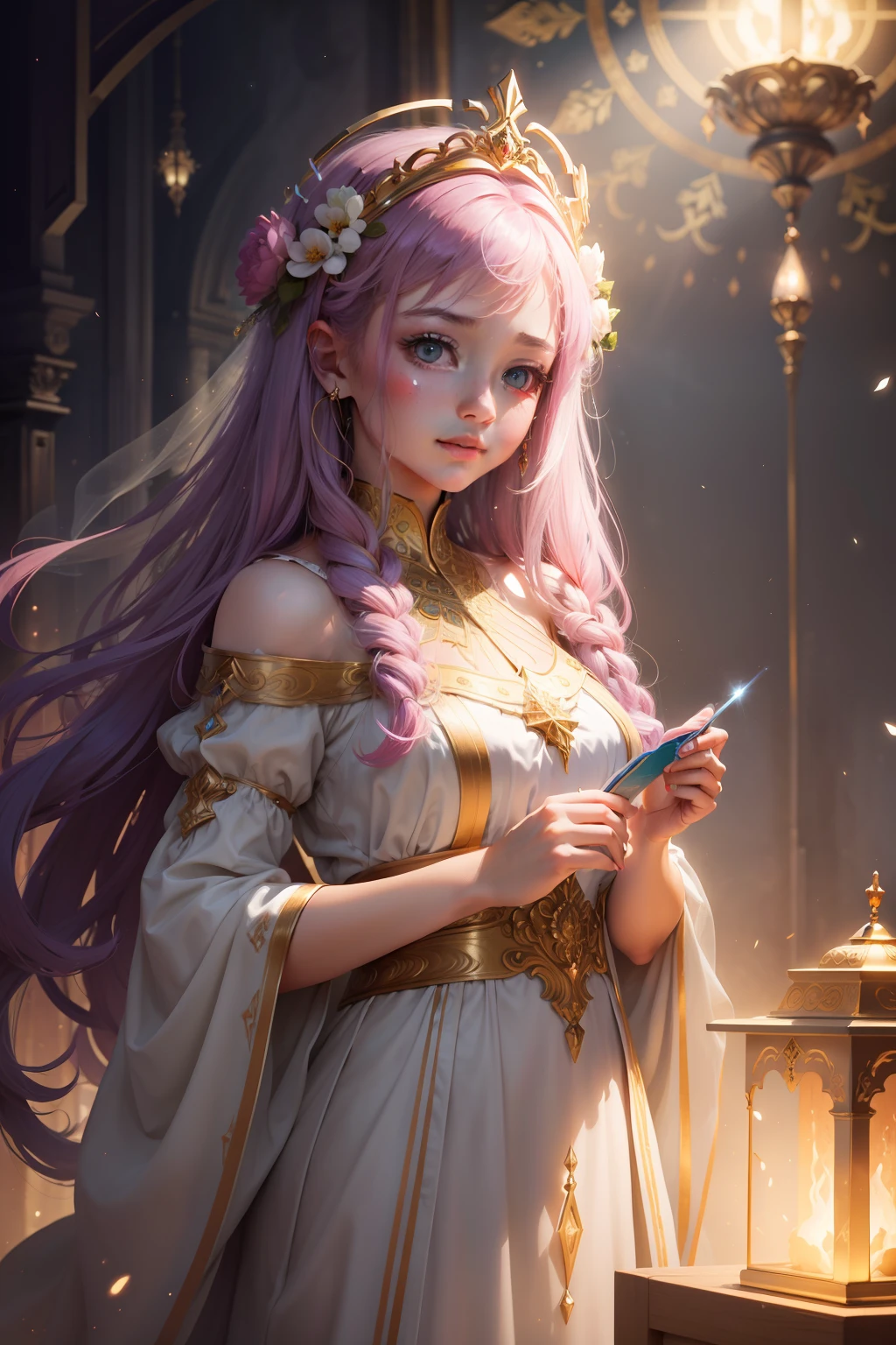 Christ,((top-quality)), ((masterpiece)), ((realisitic)), portlate,
1girl in、Um ser celestial、Deities、goddes、Particles of light、The halo、looking at the viewers、
(bio luminescent:0.95)、vivid、colourfull、Farbe、(SHINES、SHINES)、
(Beautiful composition)、lighting like a movie、with an intricate、(Symetrical:0.5)、capricious、