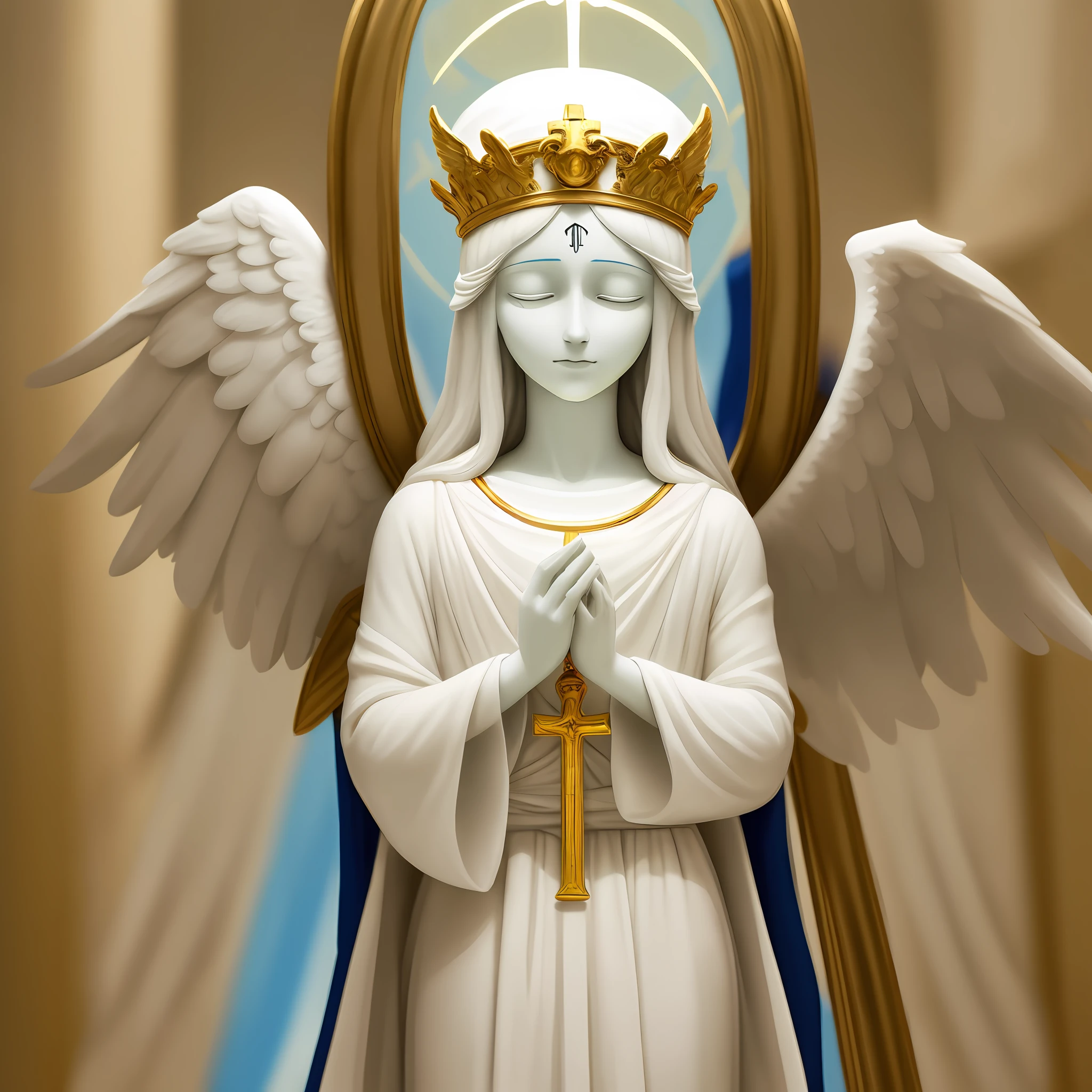 Comece criando um fundo celestial em tons de azul claro e branco, representing the sky.
No centro da imagem, stand Jesus up, with white clothes and a golden aura around his head. It should convey a sense of peace and serenity.
Ao redor de Jesus, Place multiple angels in different sizes and positions, all in white clothes and fluttering wings. They should have a luminous and ethereal appearance.
Make sure each angel has a serene facial expression and is looking at Jesus, como se estivessem prestando homenagem.
Add details to the wings of angels, fazendo-as parecerem texturizadas e brilhantes, refletindo a luz divina.
to give depth to the image, Position some angels closer to the viewer and others farther away, creating a sense of depth.
Use efeitos de luz para iluminar Jesus e os anjos, adding shine to his robes and wings.
Remember that 8K resolution is a high visual quality, Then work on minute details, ensuring the image is sharp and rich in color.
Por fim, adicione pequenos detalhes, como raios de luz divina que emanam de Jesus, criando um clima ainda mais celestial.
