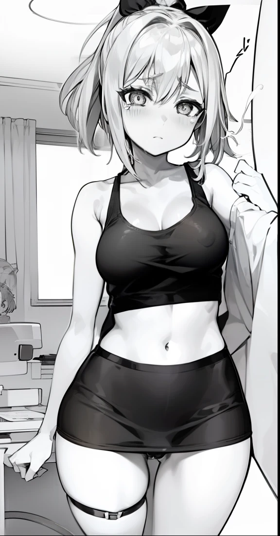 Anime girl in a black tank top, school girl, black and white manga page, black and white manga style, black and white manga comic, black and white manga, black and white manga panel, manga page, doujin, manga scans, in style of manga, detailed manga style, manga illustration, xray inside woman, by Hi_mekuriguri, twitter artist hi_mekuriguri,1girl, 1boy, indoors, sex scene, uterus, pleading expression, tears, facing viewer, wide hips, flat chested, perky breasts, inside view of womb, cervix, short hair, weird proportions, thigh gap, pencil skirt, mini skirt, , ponytail, short hair, drunk, little bubble vfx, teenmeltoe, pussy peek, swirly eyes, mind controlled, sexy stomach