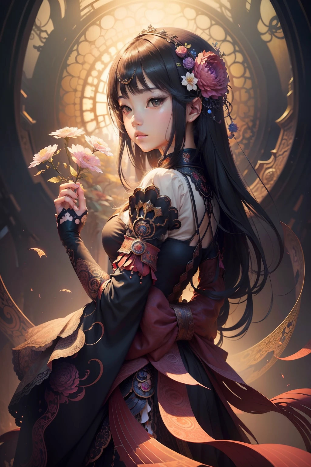 (​masterpiece、top-quality、top-quality、Official Art、Beautifully Aesthetic:1.2)、(1girl in)、ighly detailed、(Fractal Art:1.3)、colourfull、highestdetailed,Senju Kannon,