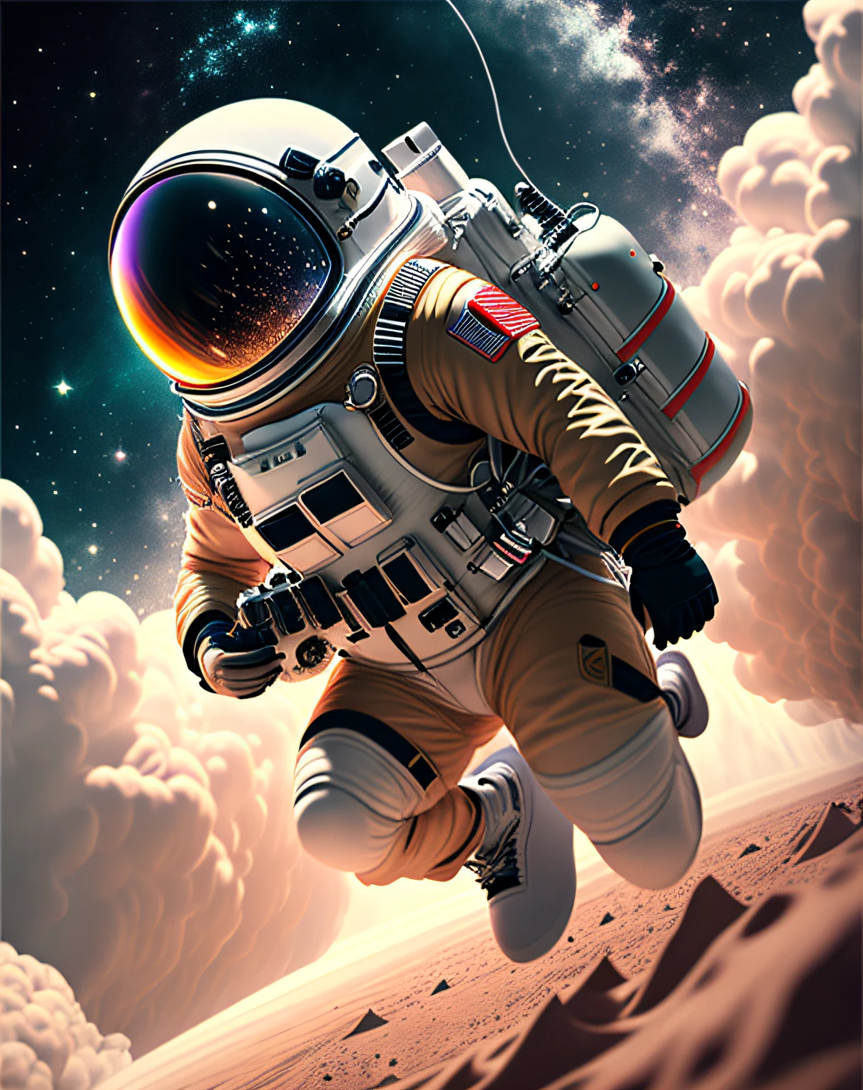 astronauta, character rendering, ultra high quality model, beleza realistas, explosive volumetric