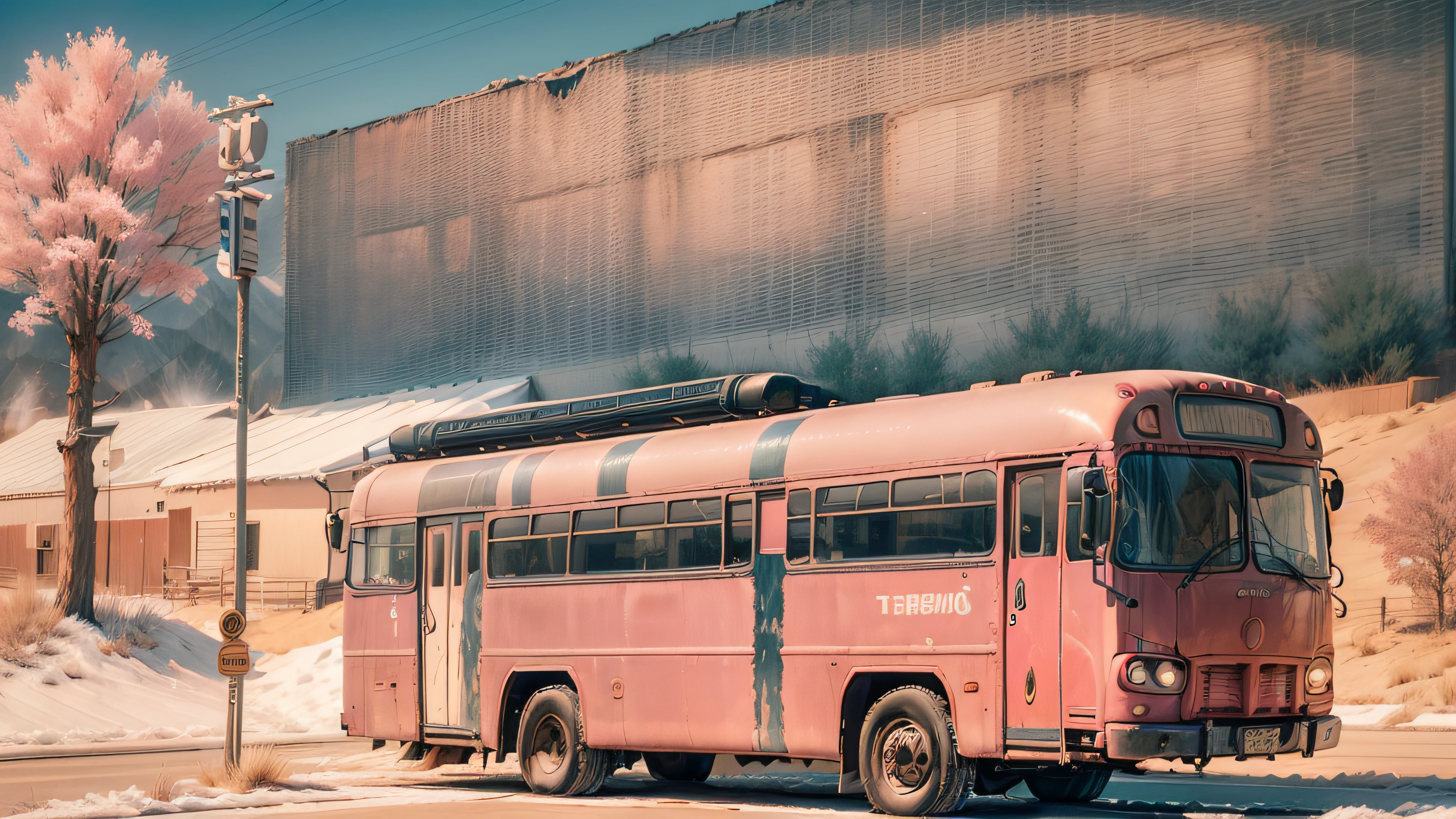 In this (masterpiece, high-resolution:1.2) artwork, we find ourselves on a bus journeying westward into the setting sun. The windshield of the bus reflects the warm hues of the sky, flashing a vibrant shade of pink. The pink light dances and bounces off the metallic surfaces, creating a mesmerizing play of colors.
As the bus moves forward, the pink light tenderly brushes against the dented flank of the blue, beat-up enamel, leaving traces of its gentle touch. The worn and weathered appearance of the bus tells a story of countless journeys and adventures.
The landscape passing by the bus is a picturesque scene, featuring rolling hills and open fields bathed in the soft glow of the fading sunlight. The artist captures the serene and tranquil atmosphere of this westward journey, evoking a sense of both anticipation and nostalgia.
To enhance the composition, the artist pays attention to minute details, such as the reflections in the bus's windows, showcasing the surrounding scenery and the fleeting moments of the journey. The lighting in the artwork is carefully crafted, with the pink hues casting a warm and dreamy ambiance.
Overall, this artwork invites viewers to join the bus journey and experience the beauty of a westward adventure, where the interplay of colors and the passage of time create a poetic and enchanting atmosphere.