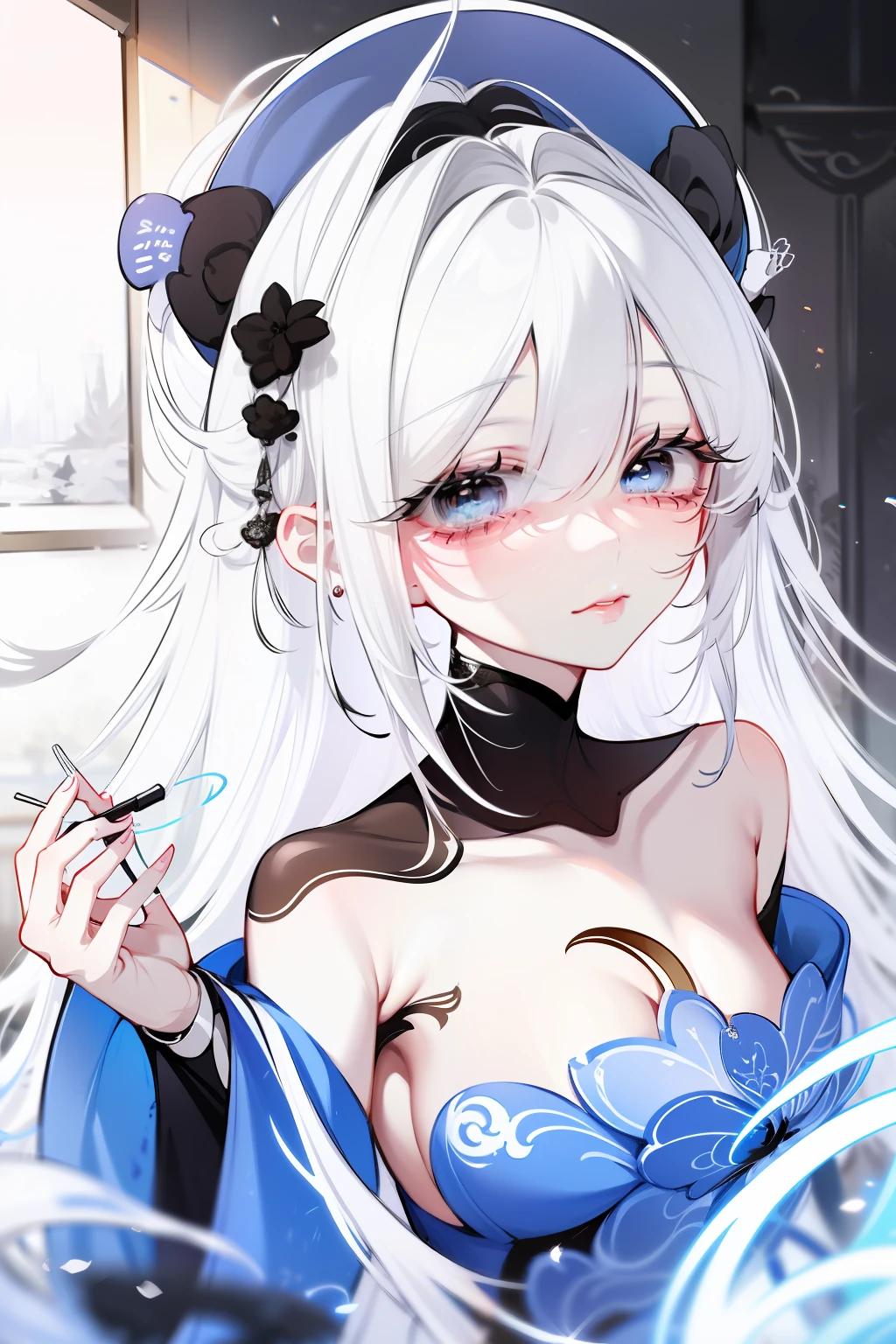 a close up of a woman with white hair and a white mask, beautiful character painting, guweiz, artwork in the style of guweiz, white haired deity, by Yang J, epic exquisite character art, stunning character art, by Fan Qi, by Wuzhun Shifan, guweiz on pixiv artstation