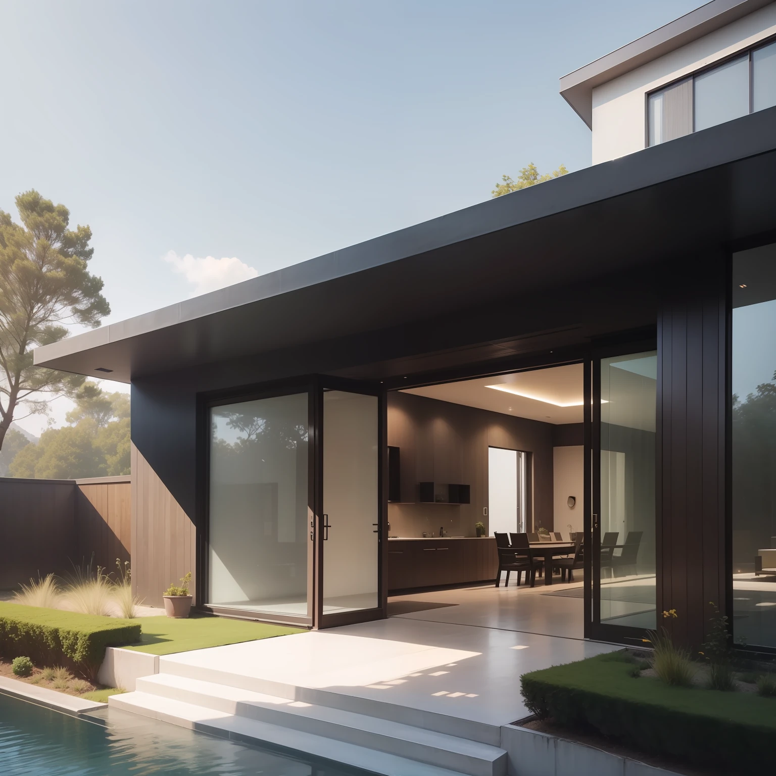 120, meters, luxary house, dublex exterior , concrete, glass,microcement, pool,lighting spot light,
