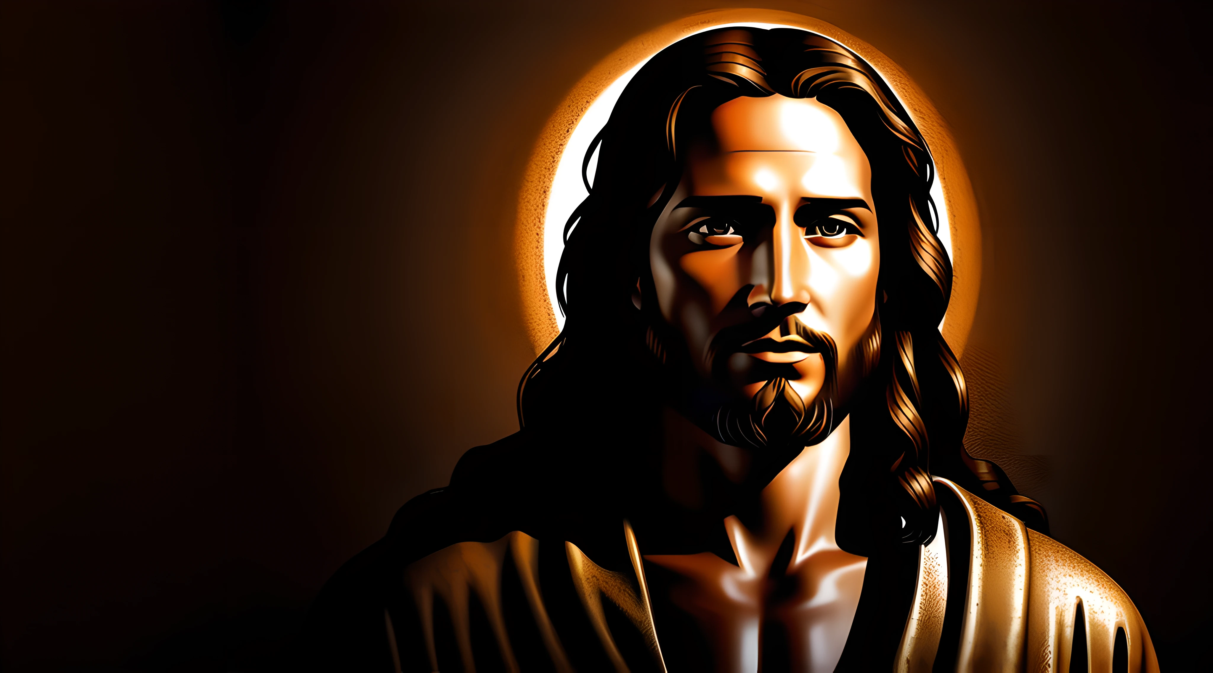 Produce a digital illustration of Jesus Christ with textures and shadows that convey a sense of depth and realism.