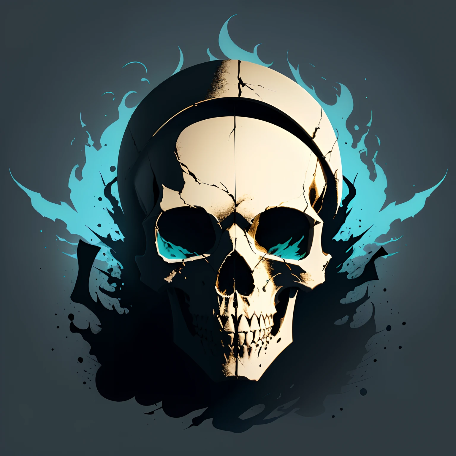 Vector image of an isolated skull dark background
