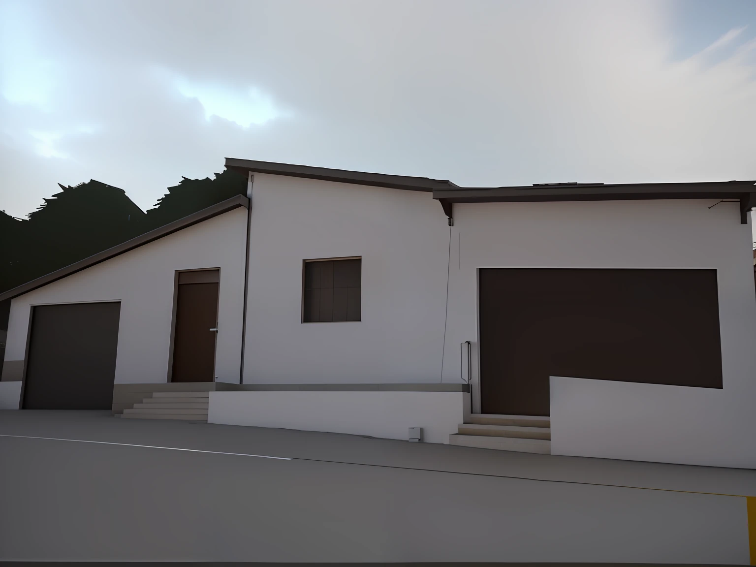 There is a picture of a house with a garage next door, Lumion Pro rendering, Directed by: CeFerí Olivé,renderizar 3 d, renderizado em unidade 3 d, renderizado em unreal 3 d, renderizado em unreal engine 3d, 3d final render, 3 d finalrender, renderizado no Unreal Engine 3, semi-realistic rendering, altamente renderizado!!, renderizado em pov - raio, em estilo de realismo simplificado