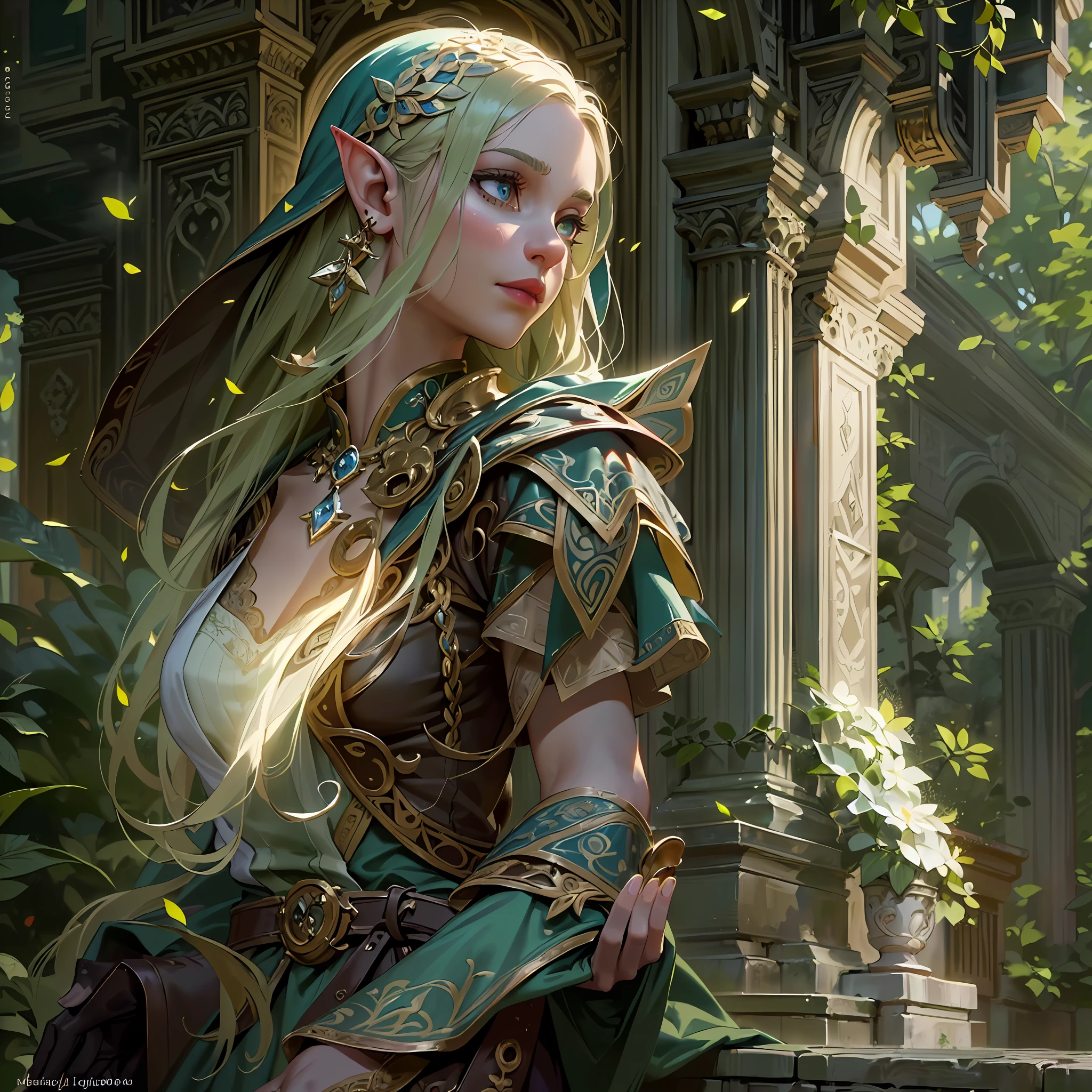high details, best quality, 8k, [ultra detailed], masterpiece, best quality, (extremely detailed), dynamic angle, ultra wide shot, photorealistic, fantasy art, dnd art, rpg art, realistic art, a wide angle picture of an epic female elf, ready for battle  (intricate details, Masterpiece, best quality: 1.6) , full body, [[anatomically correct]]  (intricate details, Masterpiece, best quality: 1.6) casting magic spell (intricate details, Masterpiece, best quality: 1.5), [colorful magical sigils in the air],[ colorful arcane markings floating] (intricate details, Masterpiece, best quality: 1.6), holding a [sword] (intricate details, Masterpiece, best quality: 1.6) holding a [sword glowing in red light] (intricate details, Masterpiece, best quality: 1.6). in fantasy urban street ( (intricate details, Masterpiece, best quality: 1.6), a female, beautiful epic female elf, wearing elven leather armor (intricate details, Masterpiece, best quality: 1.3), wearing colorful cloak, flowing cloak, high heeled leather boots, ultra detailed face (intricate details, Masterpiece, best quality: 1.6), small pointed ears, thick hair, long hair, dynamic hair, fair skin intense eyes, fantasy city background (intricate details, Masterpiece, best quality: 1.6), sun light, backlight, depth of field (intricate details, Masterpiece, best quality: 1.3), high details, best quality, highres, ultra wide angle
