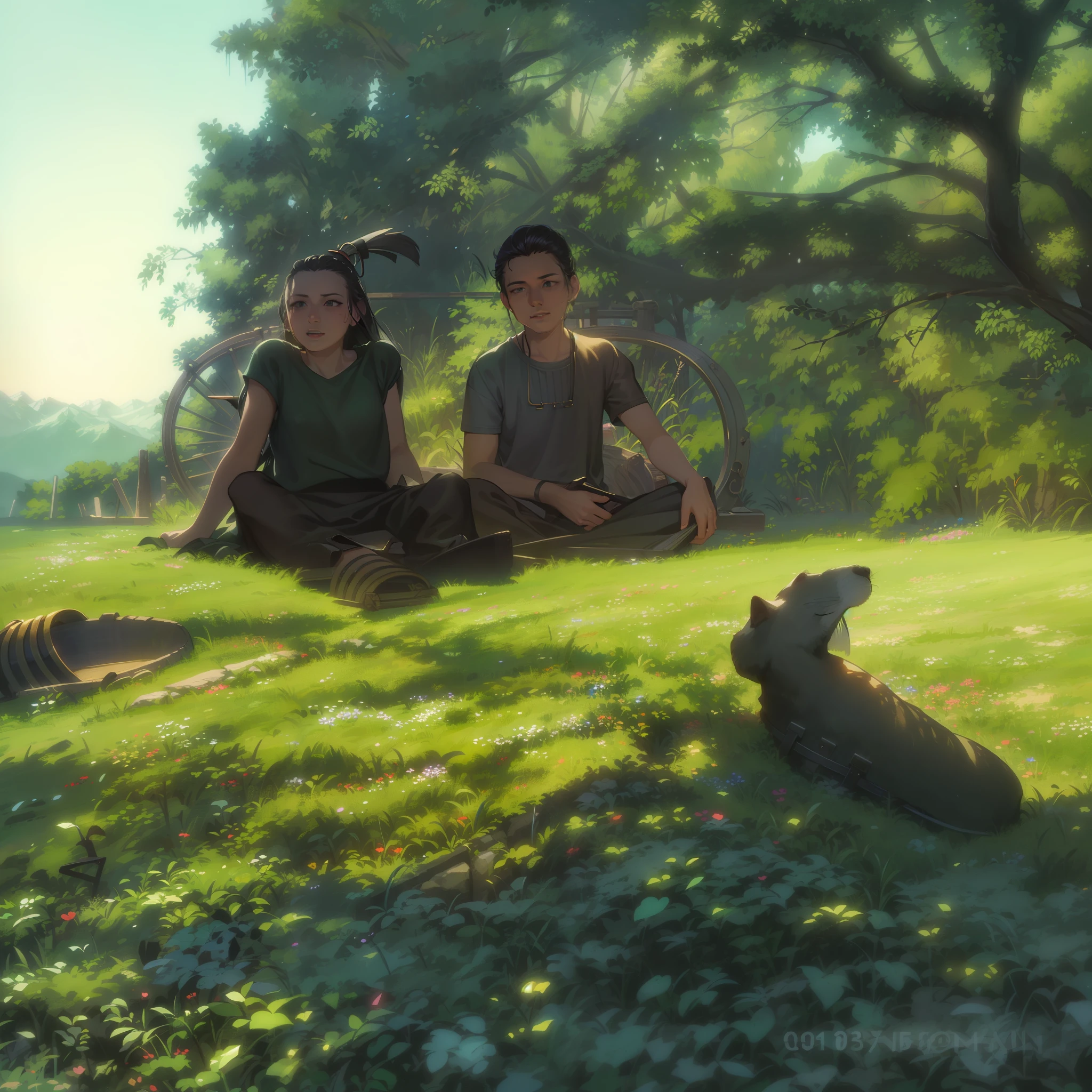 Grassland, black hair, long skirt girl looking up at the mountains ahead, wind, meadows, a few small flowers, clear lakes, big clouds, blue sky, snowy mountains, grand scenes, super vistas, high quality, fine picture quality, high detail RAW painting, animation, white skin, (((Liv Tyler as Arwen))), intricate details, fine details, ultra details, ray tracing, Atey Ghailan, Jeremy Mann, Greg Manchess, Antonio Moro, Trends on ArtStation, Trends on CGSociety, Intricate, High Detail, Clear Focus, Dramatic, Realistic Art of Painting, by Midjourney and Greg Rutkowski, Background Bokeh, Hyperdetail, Cinematic, Surrealism, Soft Light, Deep Field Focus Bokeh, Distant Vistas is Snowy Mountains, Ray Tracing and Surrealism. --v6