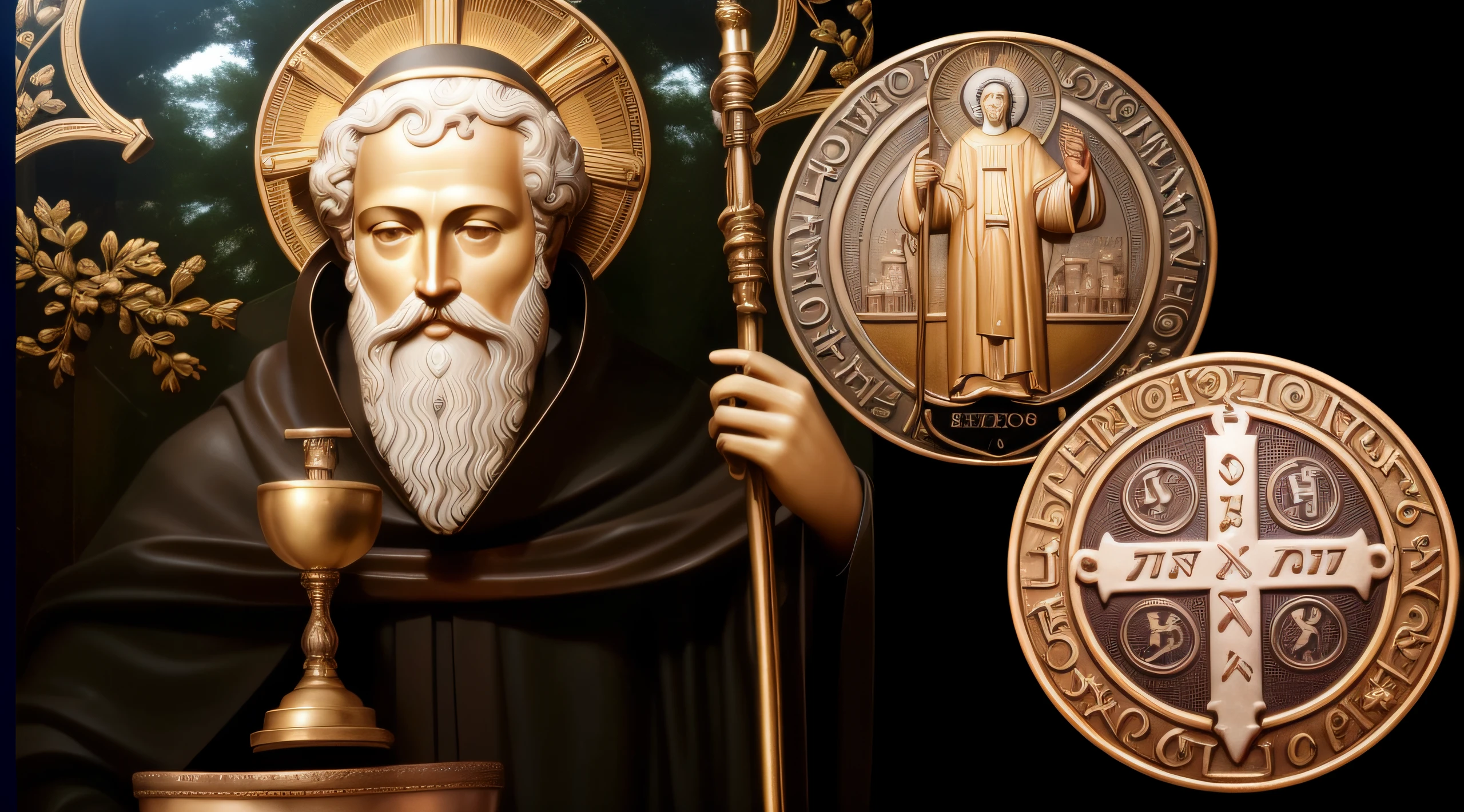 A closeup of a statue of a man holding a glass, inspirado em Ed Benedict, Santo de ouro bonito, Santo ortodoxo, bronze statue and silver, inspired by Nicomachus of Thebes, Severiano de Nessus, orthodox saint christopher, iconografia, Solis Sacerdotibus |, portrait of saint of the pit, christian saint, bizantino